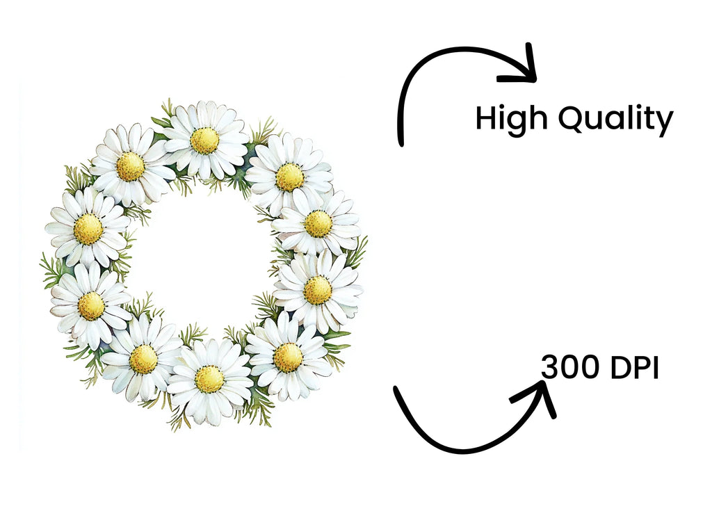 Daisy Wreath Clipart Bundle