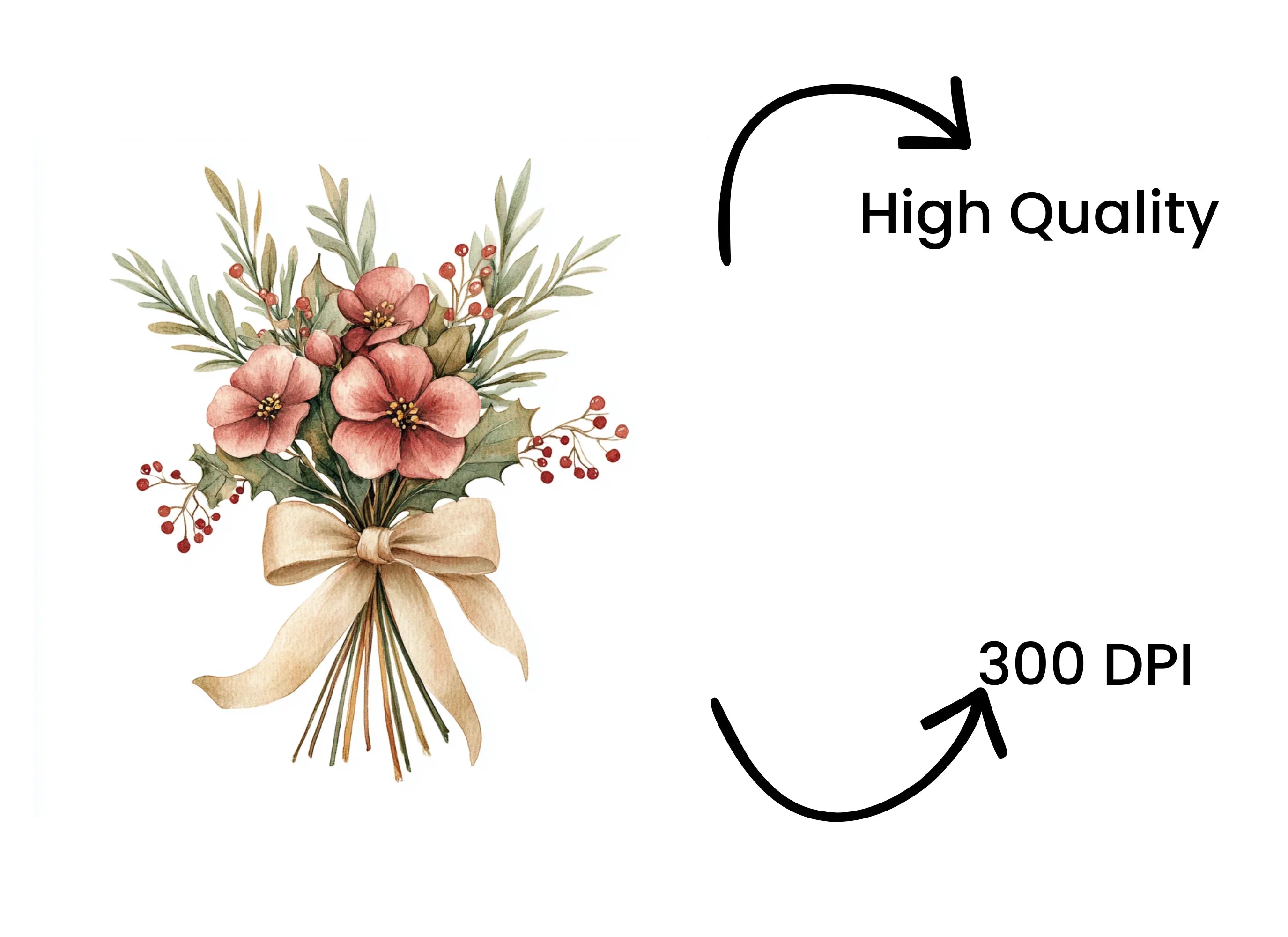 Christmas Floral Bouquets Clipart Bundle