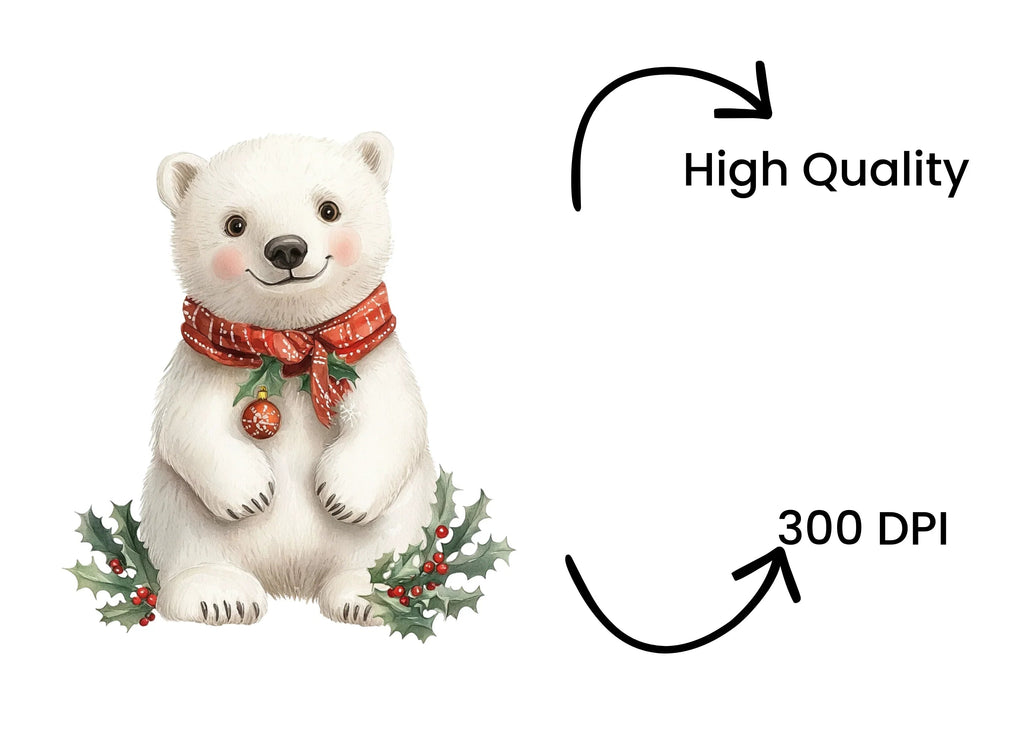 Cute Christmas Polar Bear Clipart Bundle