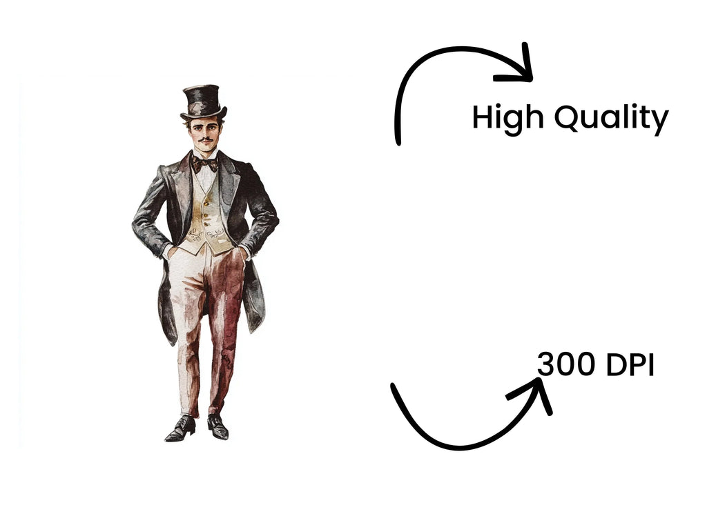 Elegant Victorian Men Clipart Bundle
