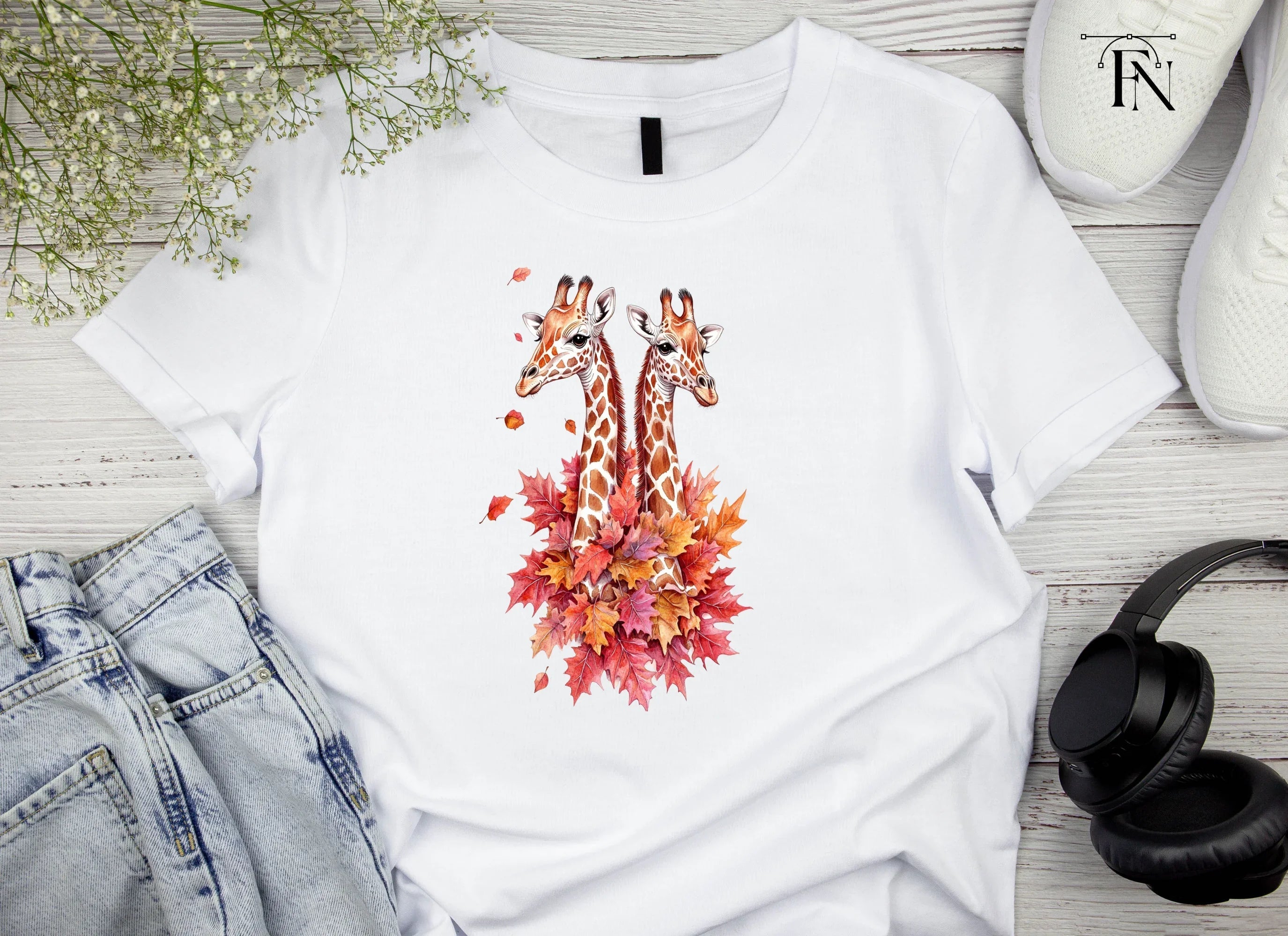 Autumn Giraffe Clipart Bundle
