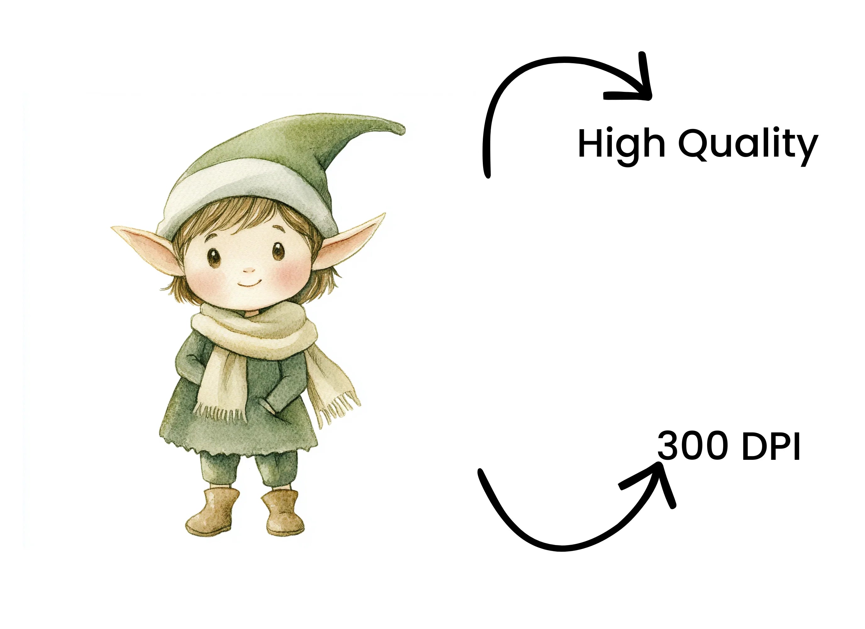 Cute Green Elves Clipart Bundle