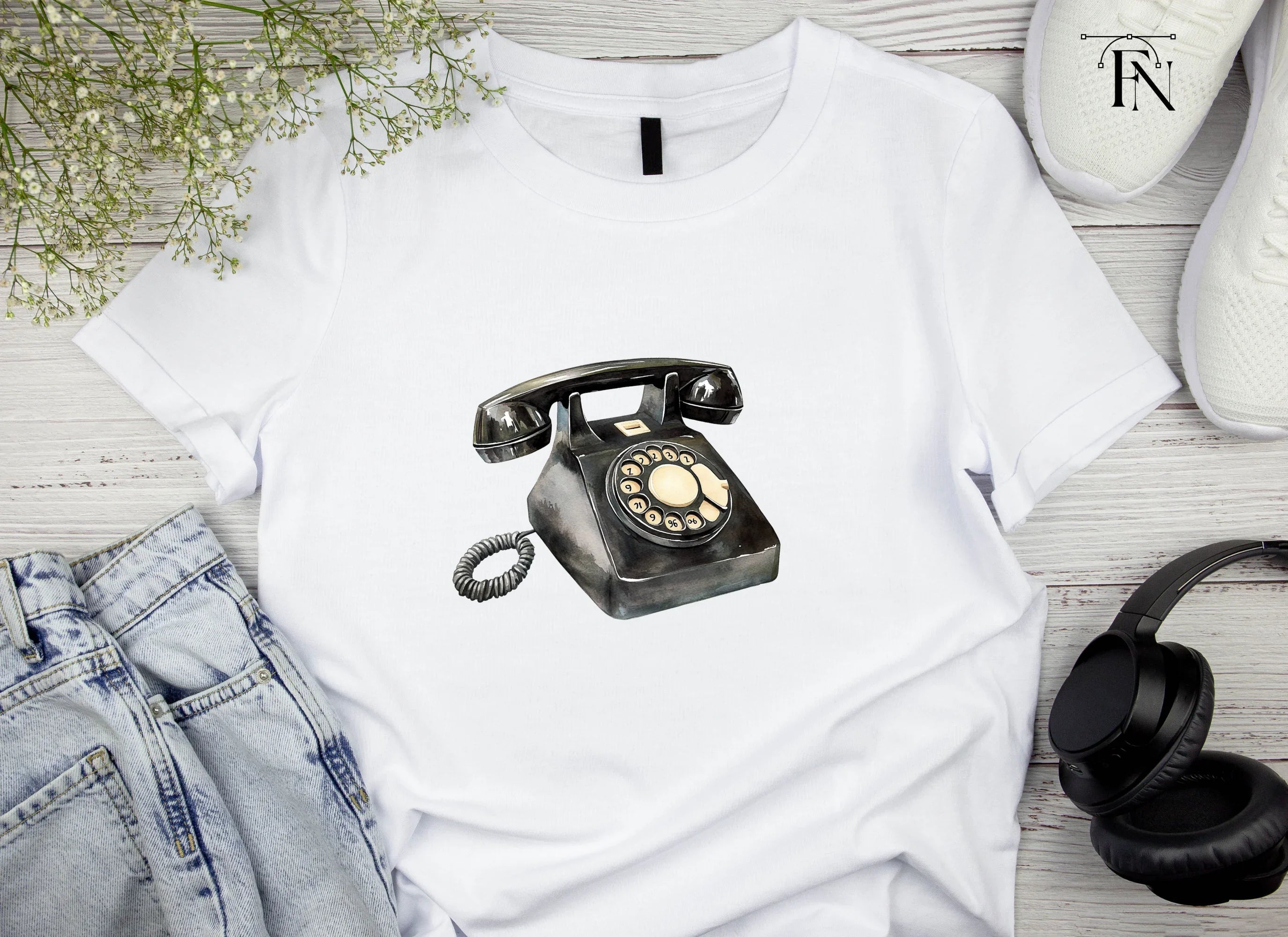 Classic Black Rotary Telephone Clipart Bundle