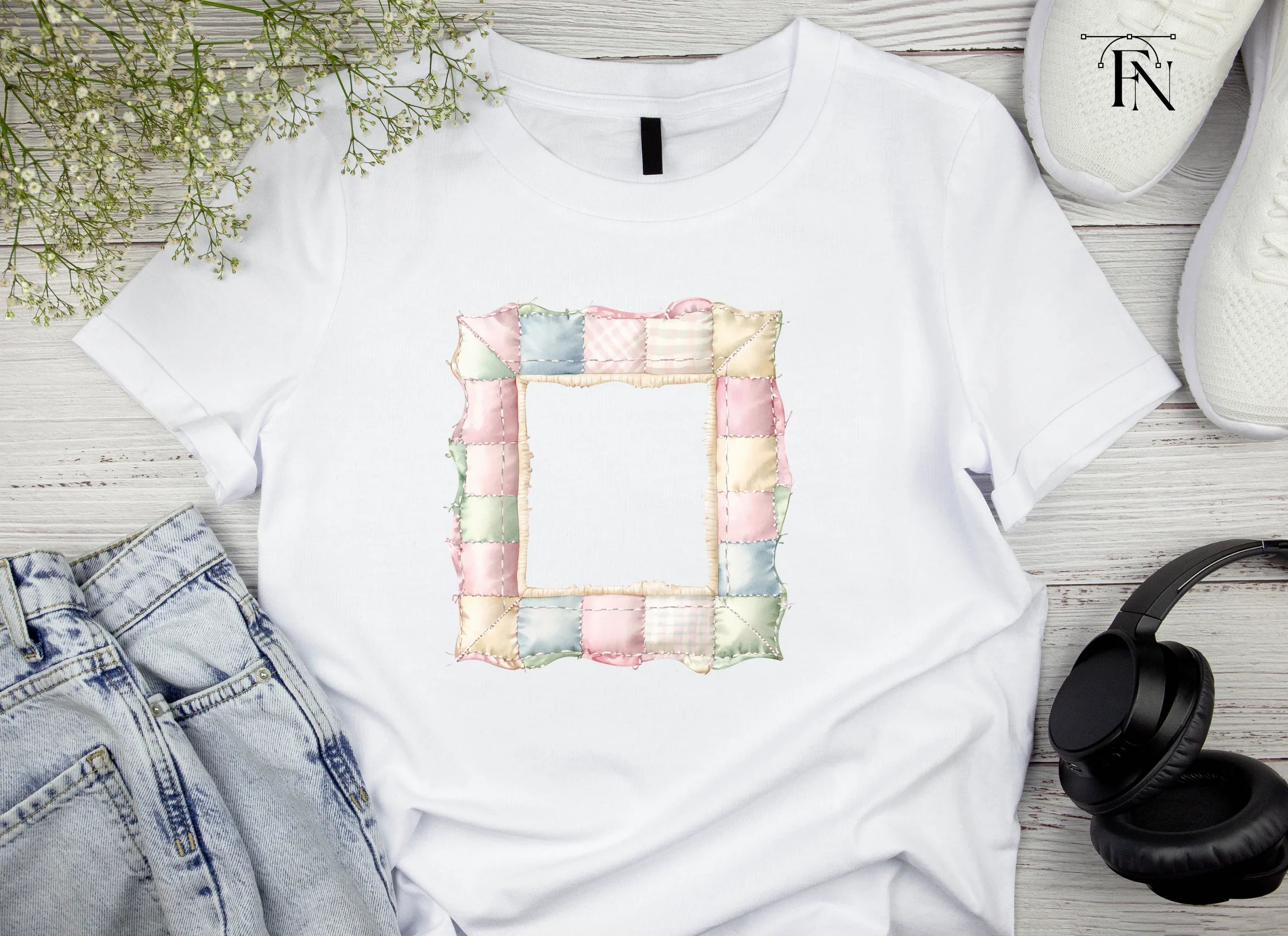 Quilted Pastel Frames Clipart Bundle