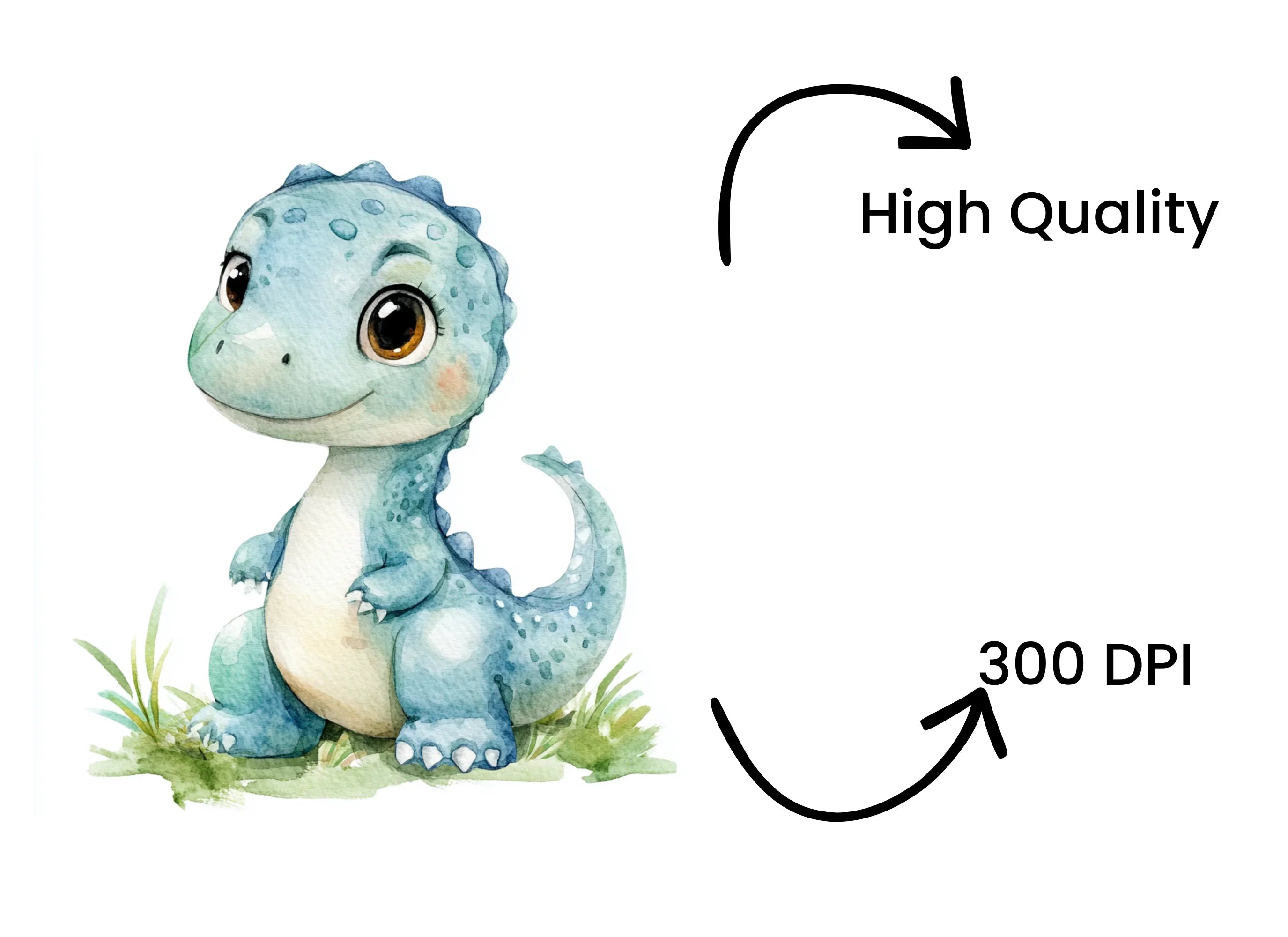Adorable Blue Baby Dinosaur Clipart Bundle