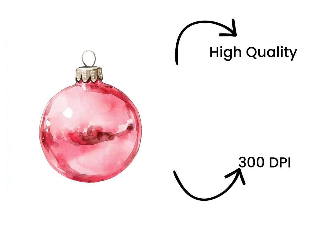 Pink Christmas Baubles Clipart Bundle