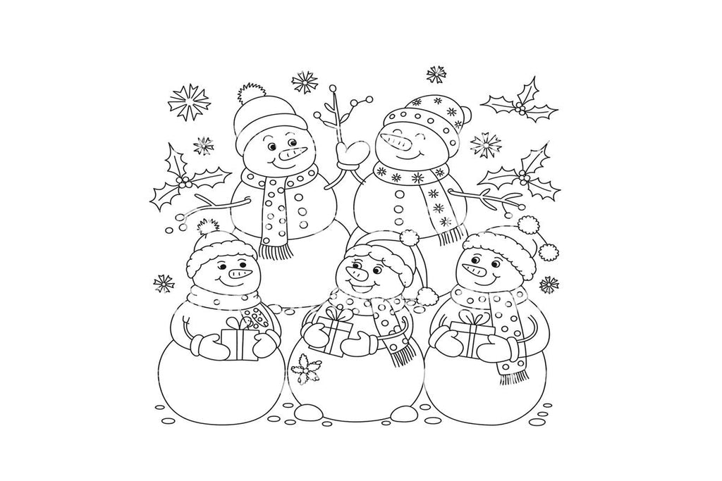 Happy Snowmen Winter Coloring Books