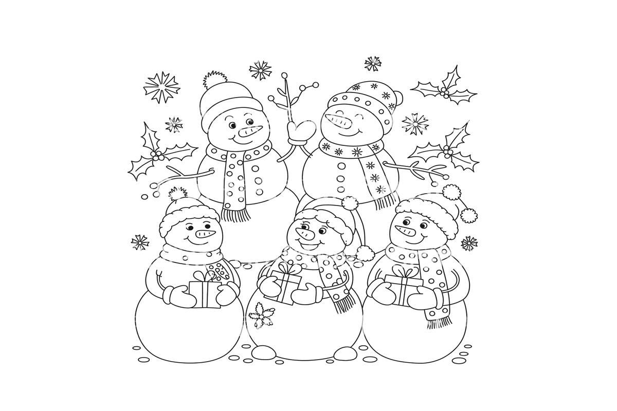 Happy Snowmen Winter Coloring Books
