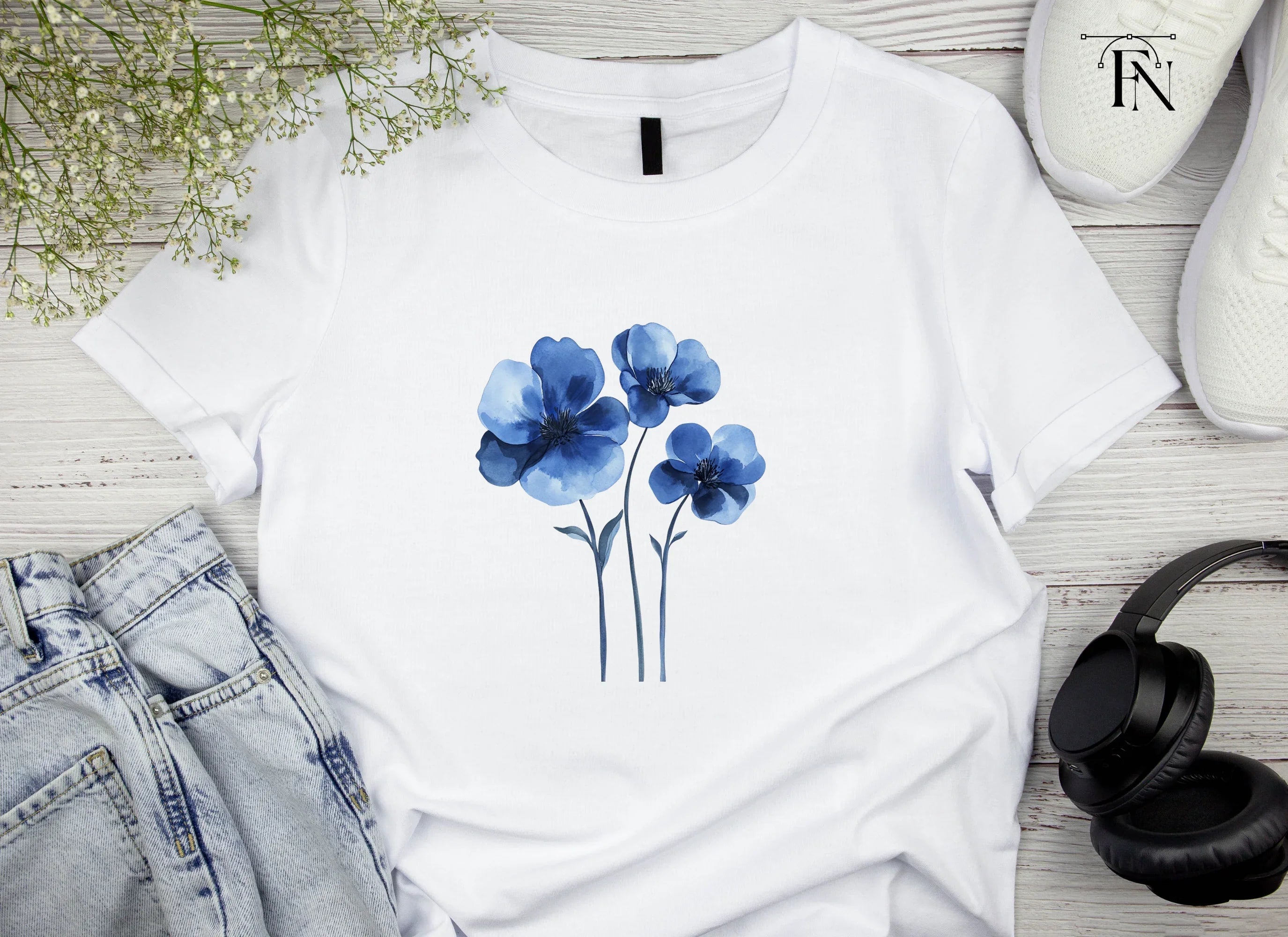 Blue Flowers Clipart Bundle