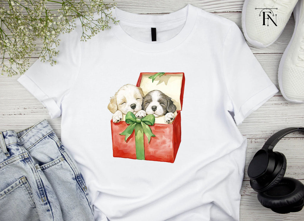 Puppies in Gift Box Clipart Bundle