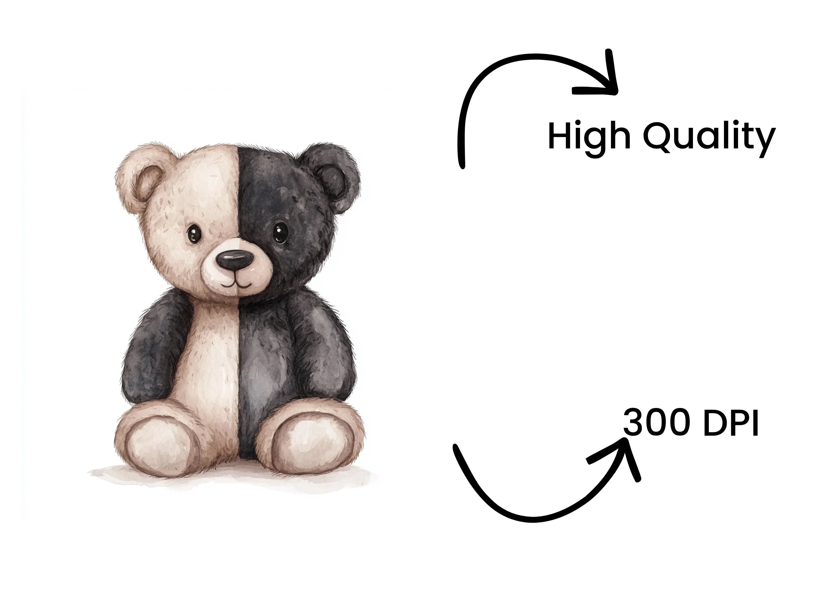 Cute Two Tone Teddy Bear Clipart Bundle