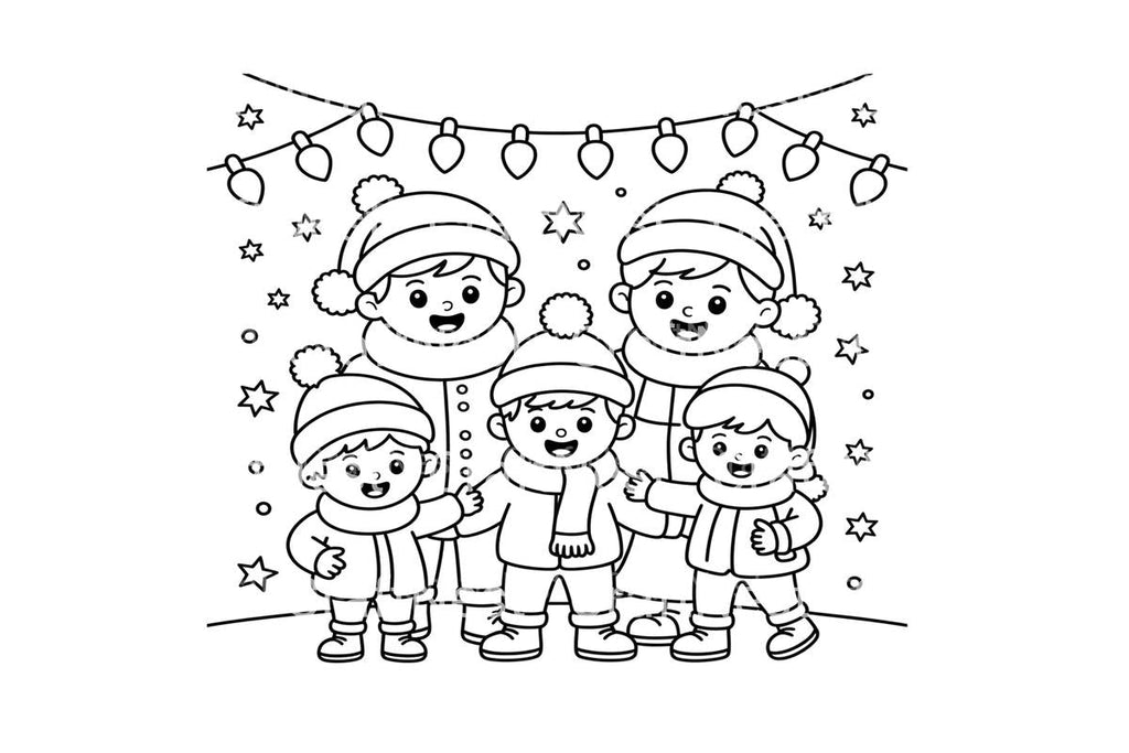 Winter Kids Christmas Lights Coloring Books