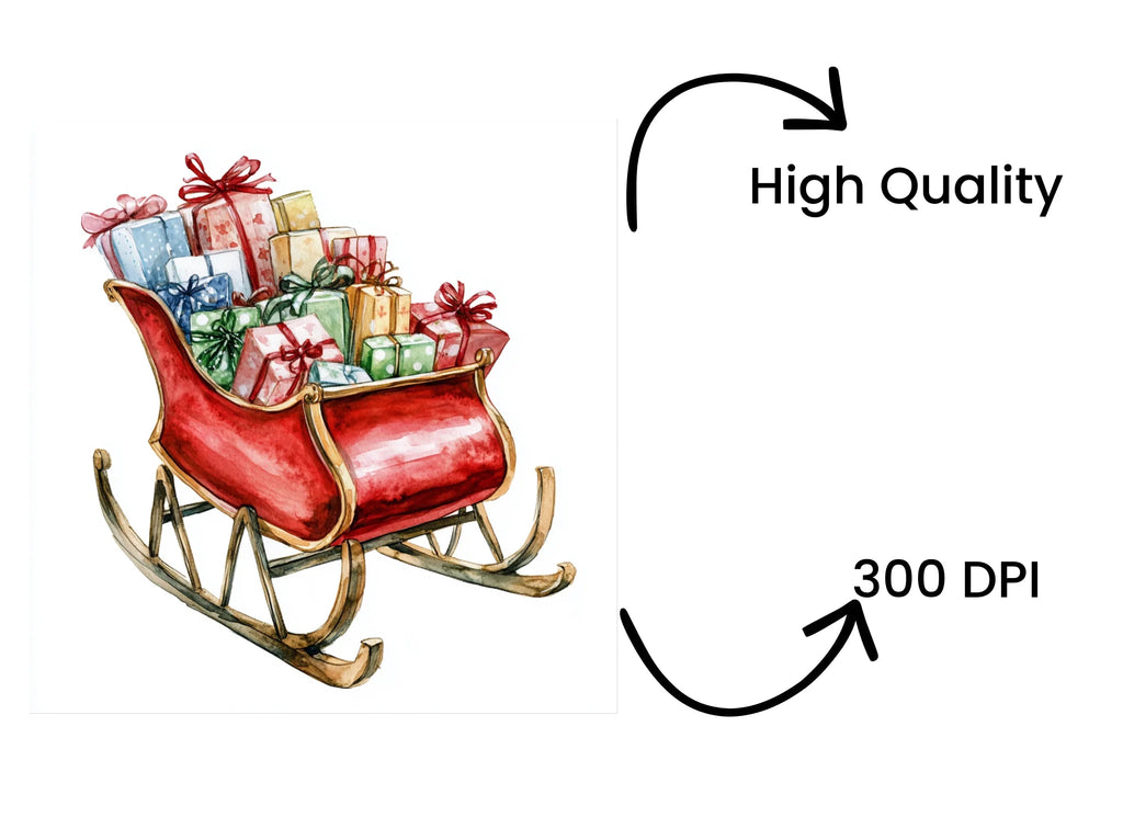 Christmas Sleighs with Gifts Clipart Bundle