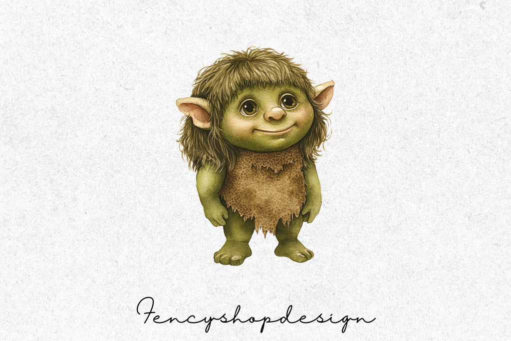 Adorable Fantasy Goblins & Trolls Clipart Bundle