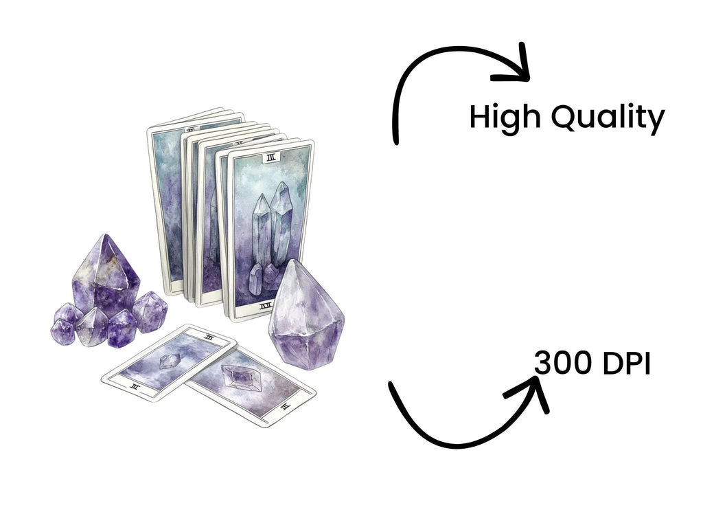 Mystical Amethyst Tarot Card Clipart Bundle