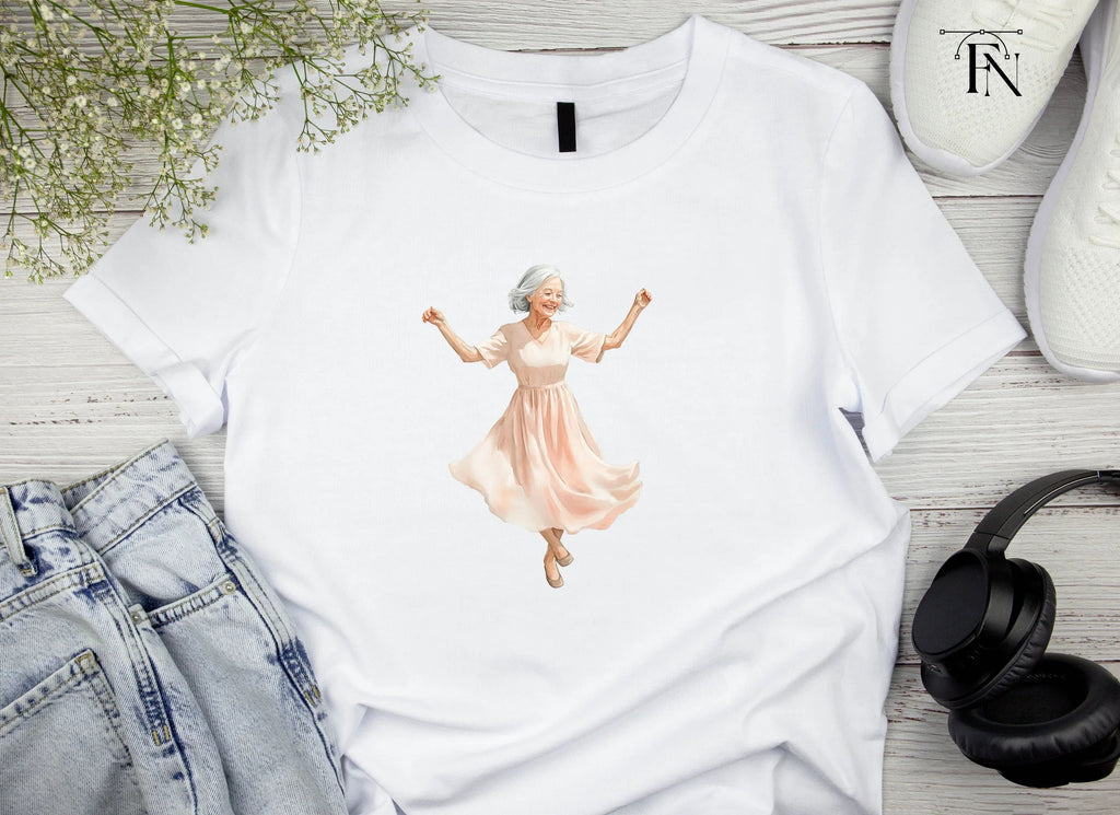 Happy Elderly Woman Dancing Clipart Bundle