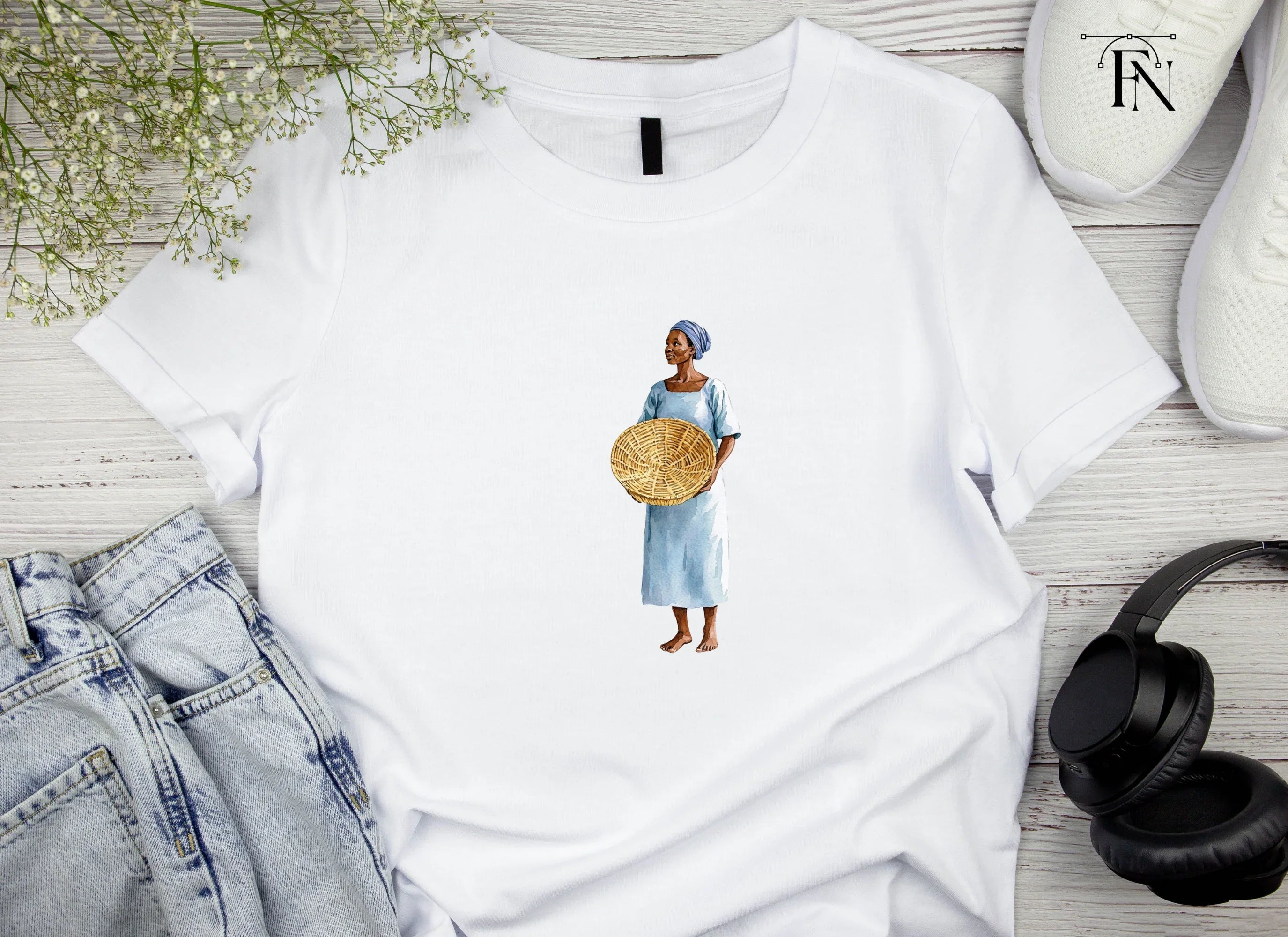 African Woman with Basket Clipart Bundle