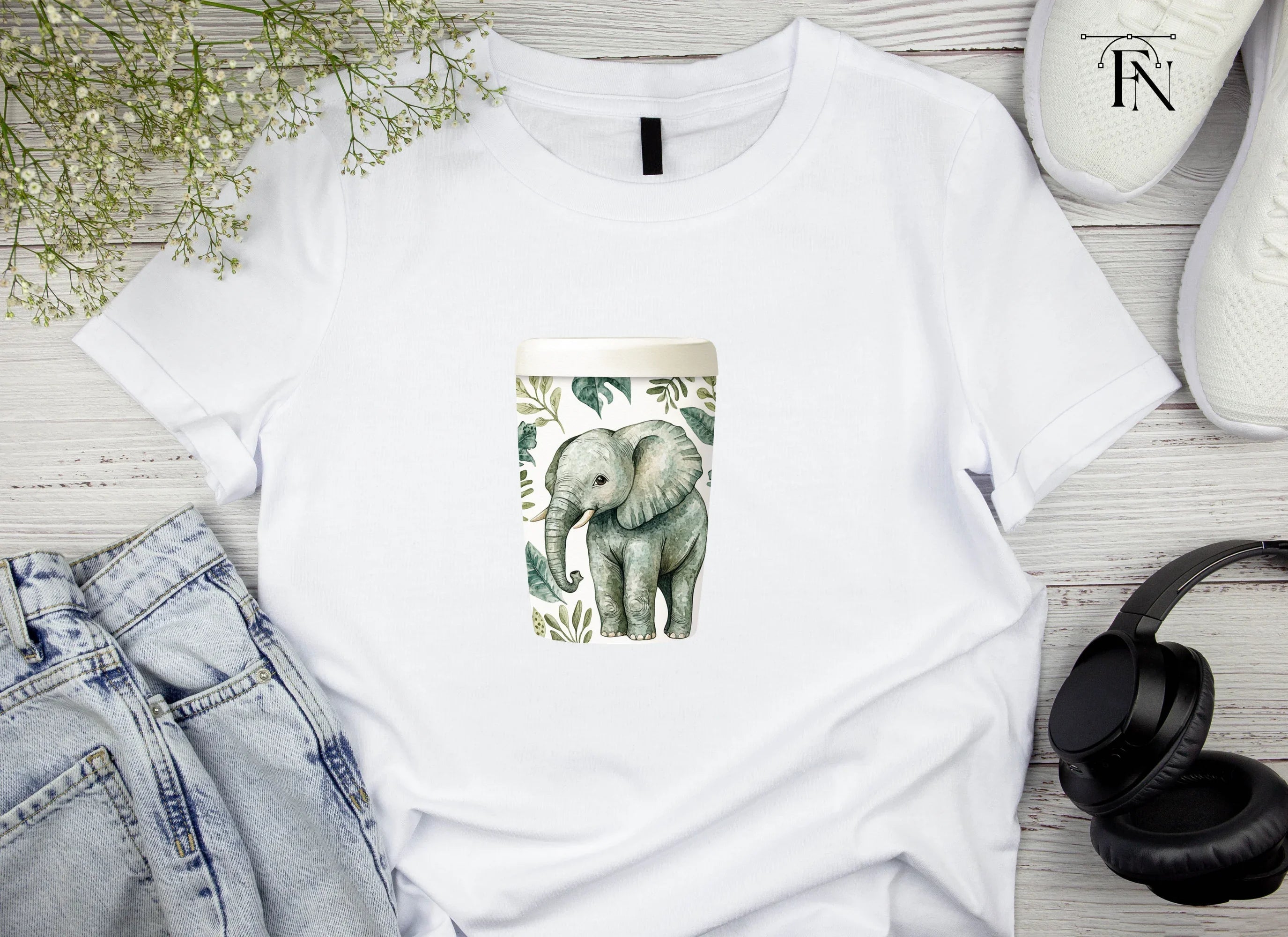 Jungle Baby Elephant Clipart Bundle