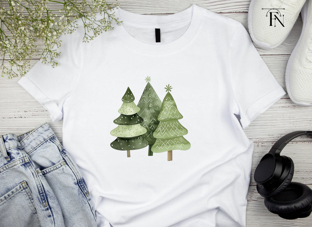 Green Christmas Trees Clipart Bundle