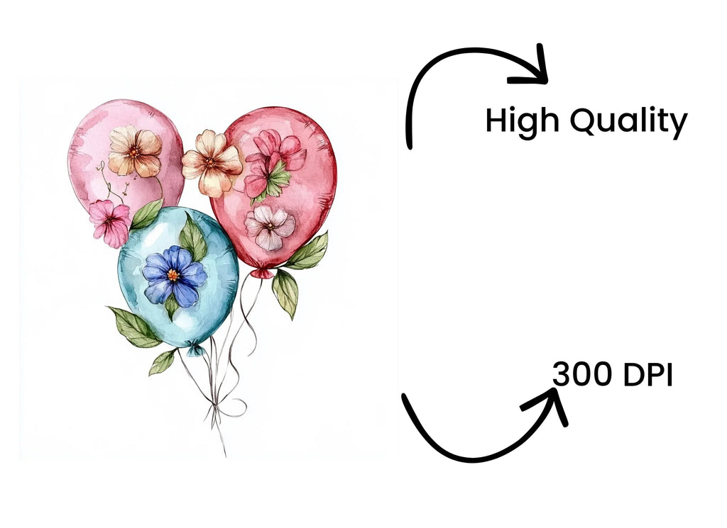 Floral Balloon Bouquets Clipart Bundle
