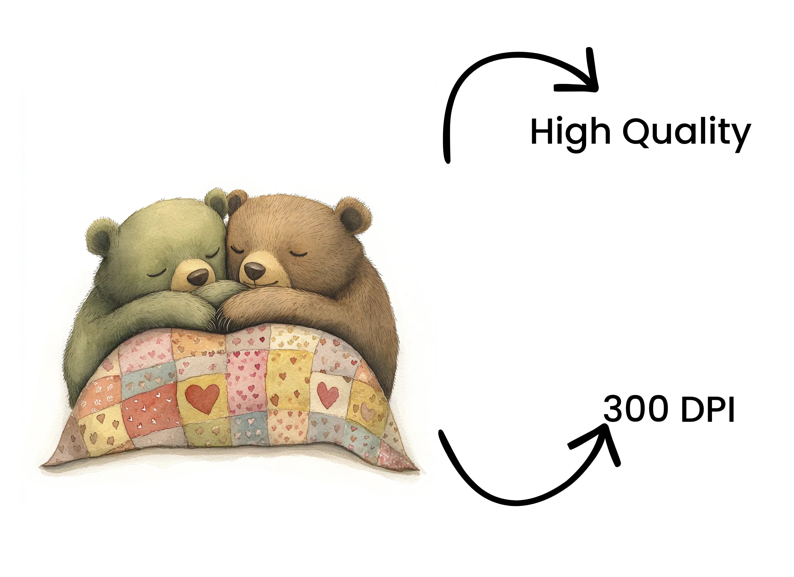 Cute Sleeping Bear Couple Clipart Bundle