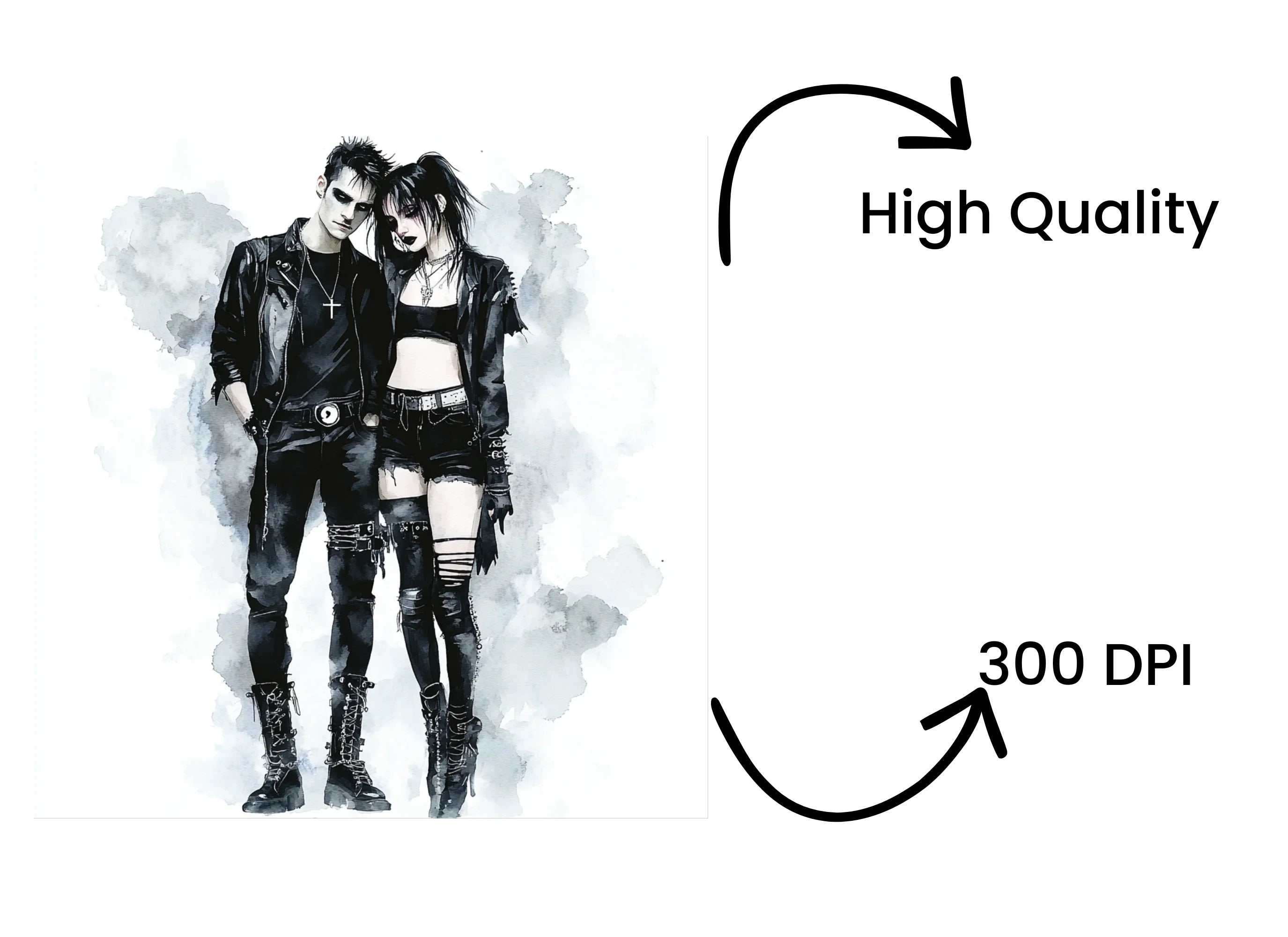 Gothic Romance Couple Clipart Bundle