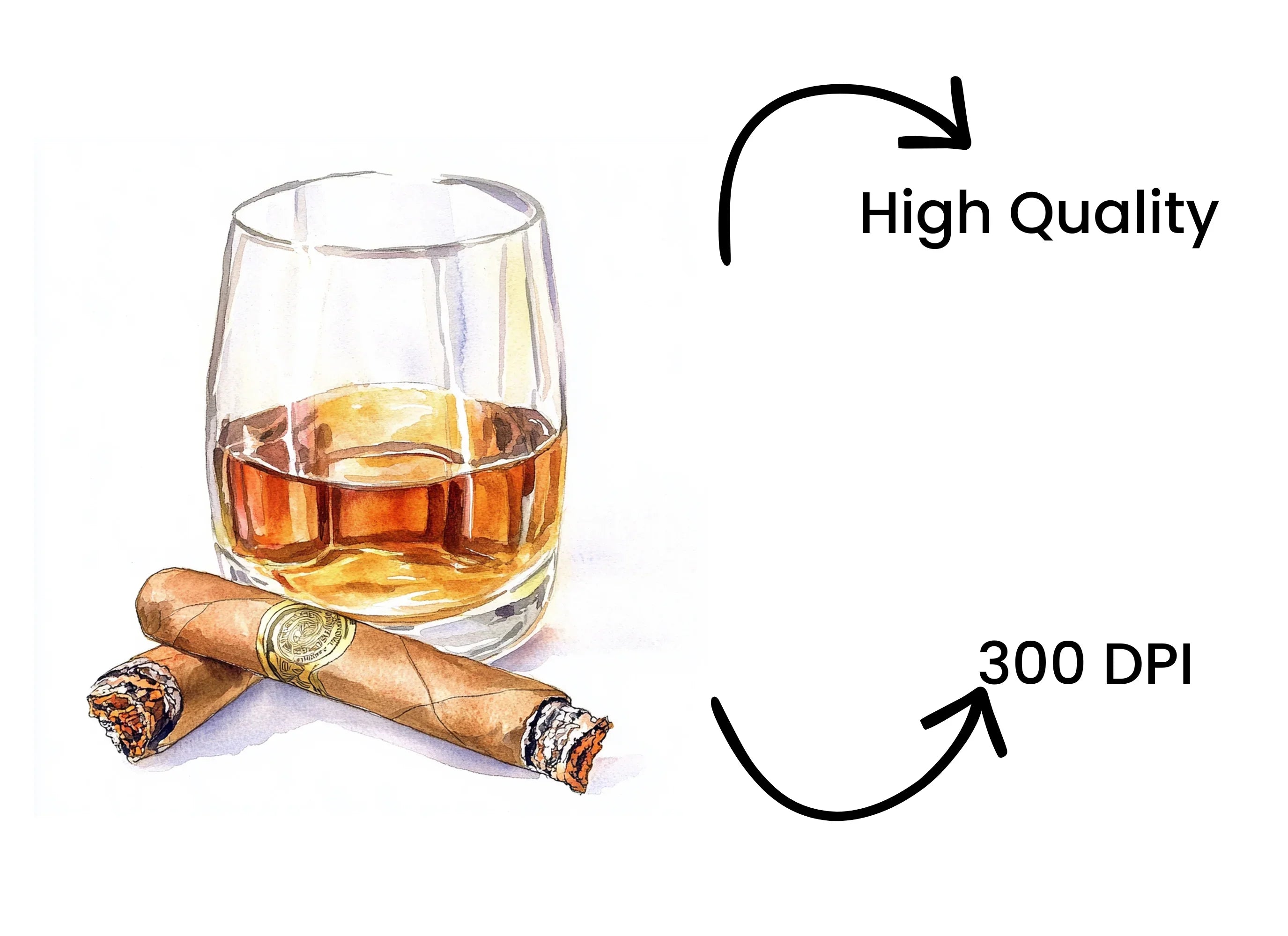 Whiskey and Cigar Clipart Bundle