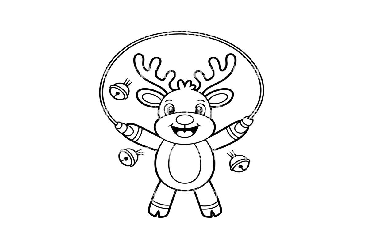 Playful Reindeer Jumping Rope Coloring Books