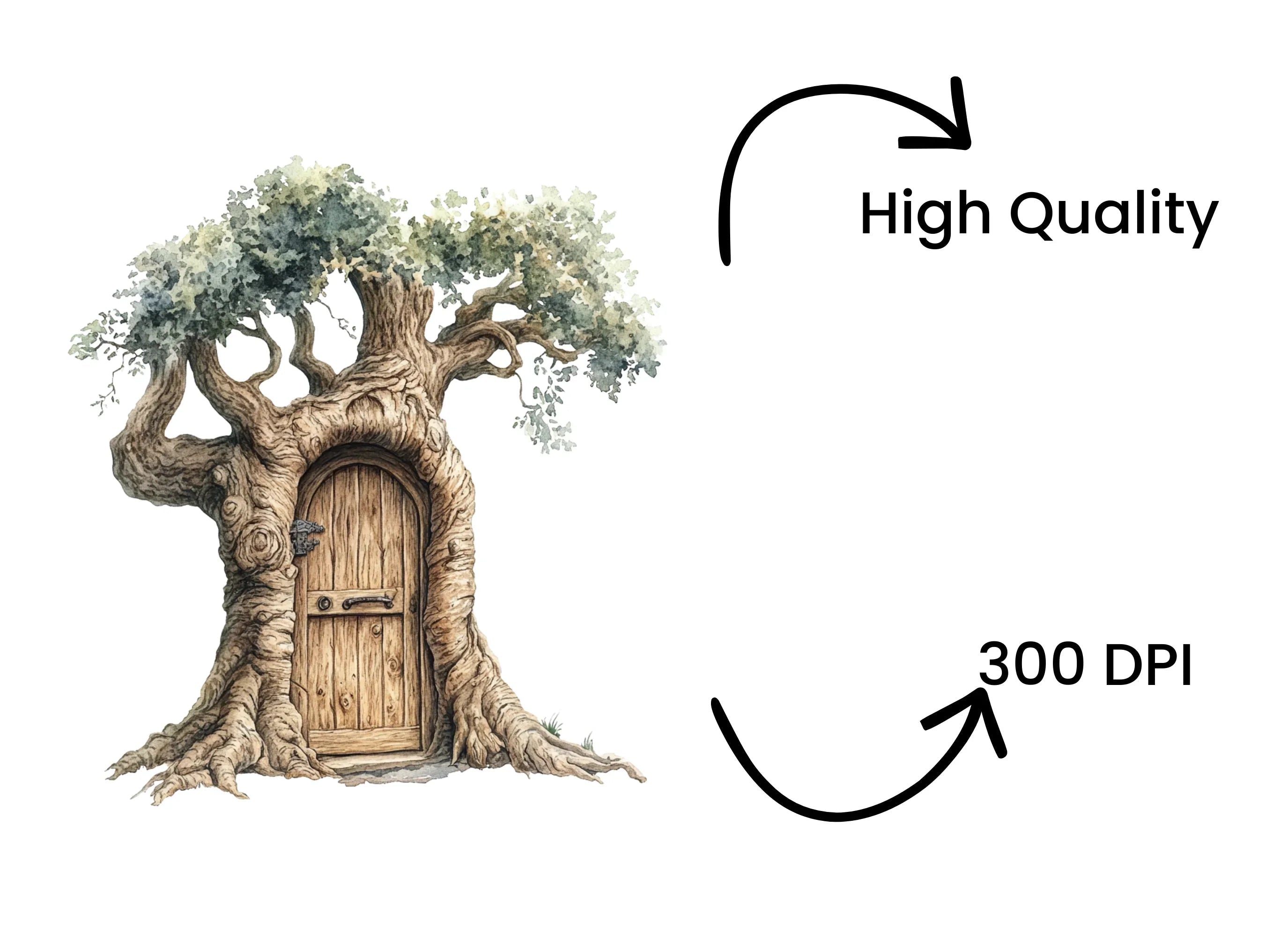 Fantasy Tree Doors Clipart Bundle