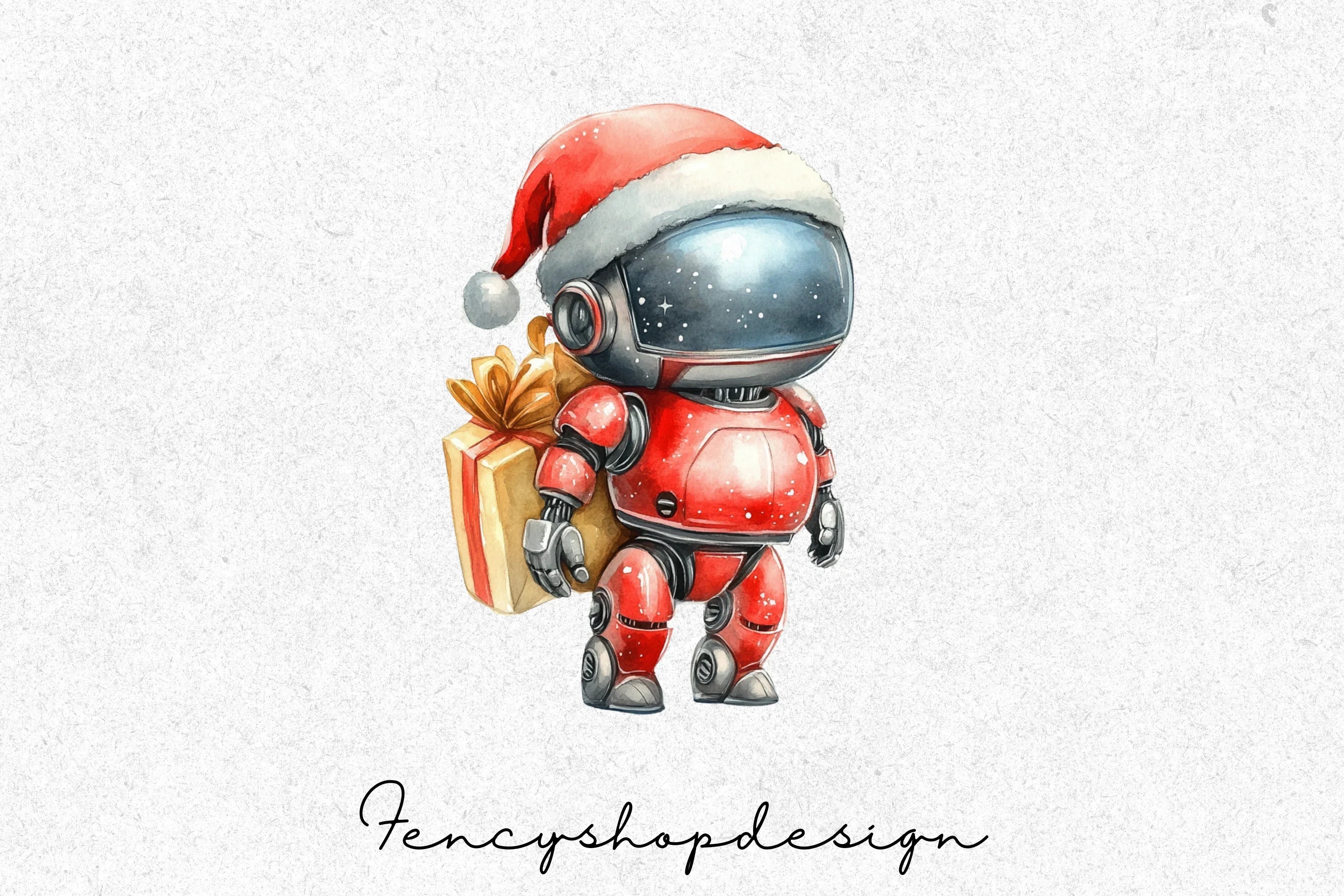 Christmas Robot Clipart Bundle