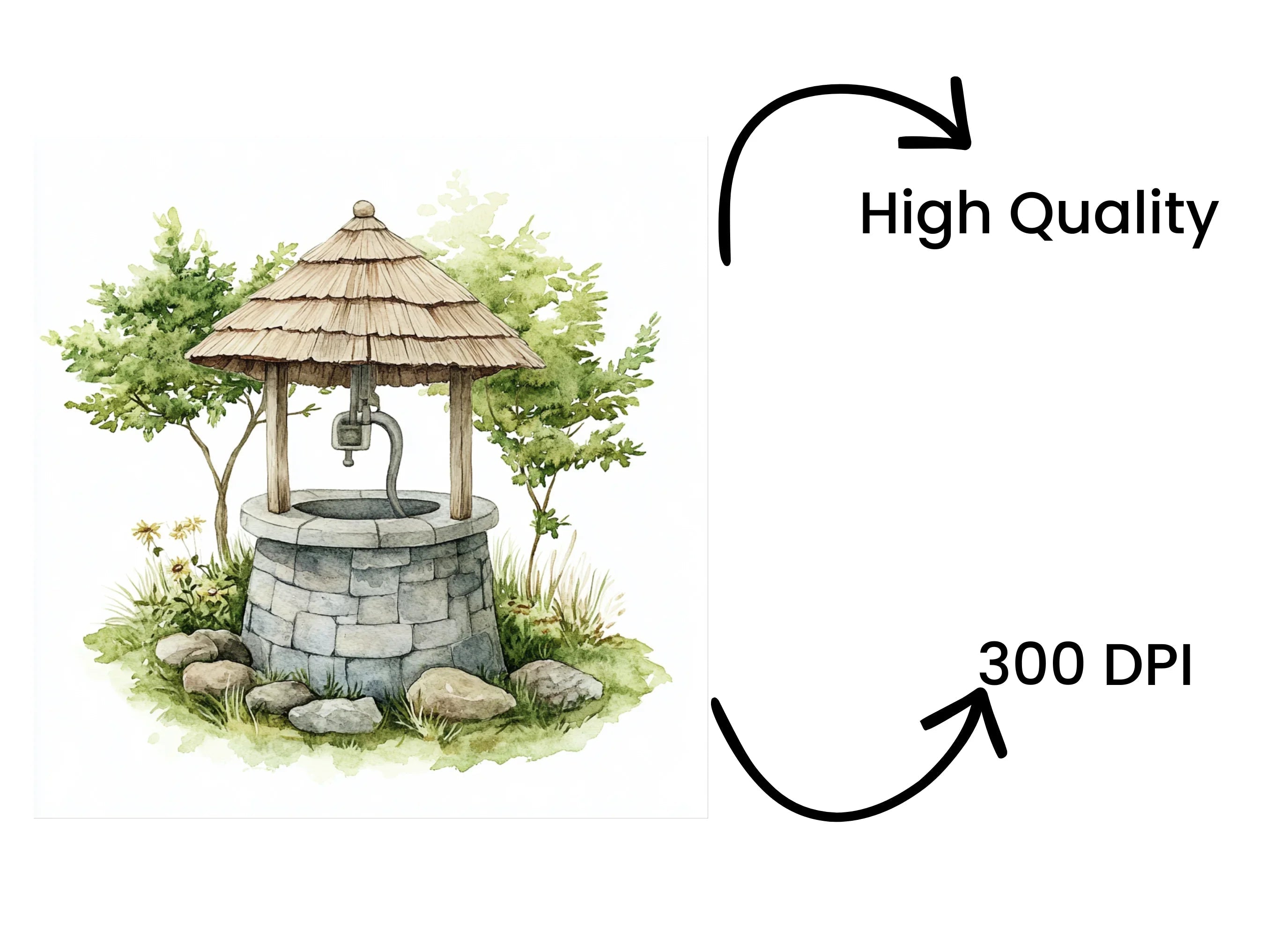 Rustic Wishing Well Clipart Bundle