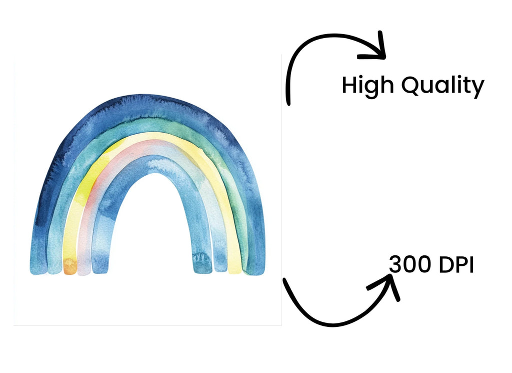Blue and Pastel Rainbow Clipart Bundle