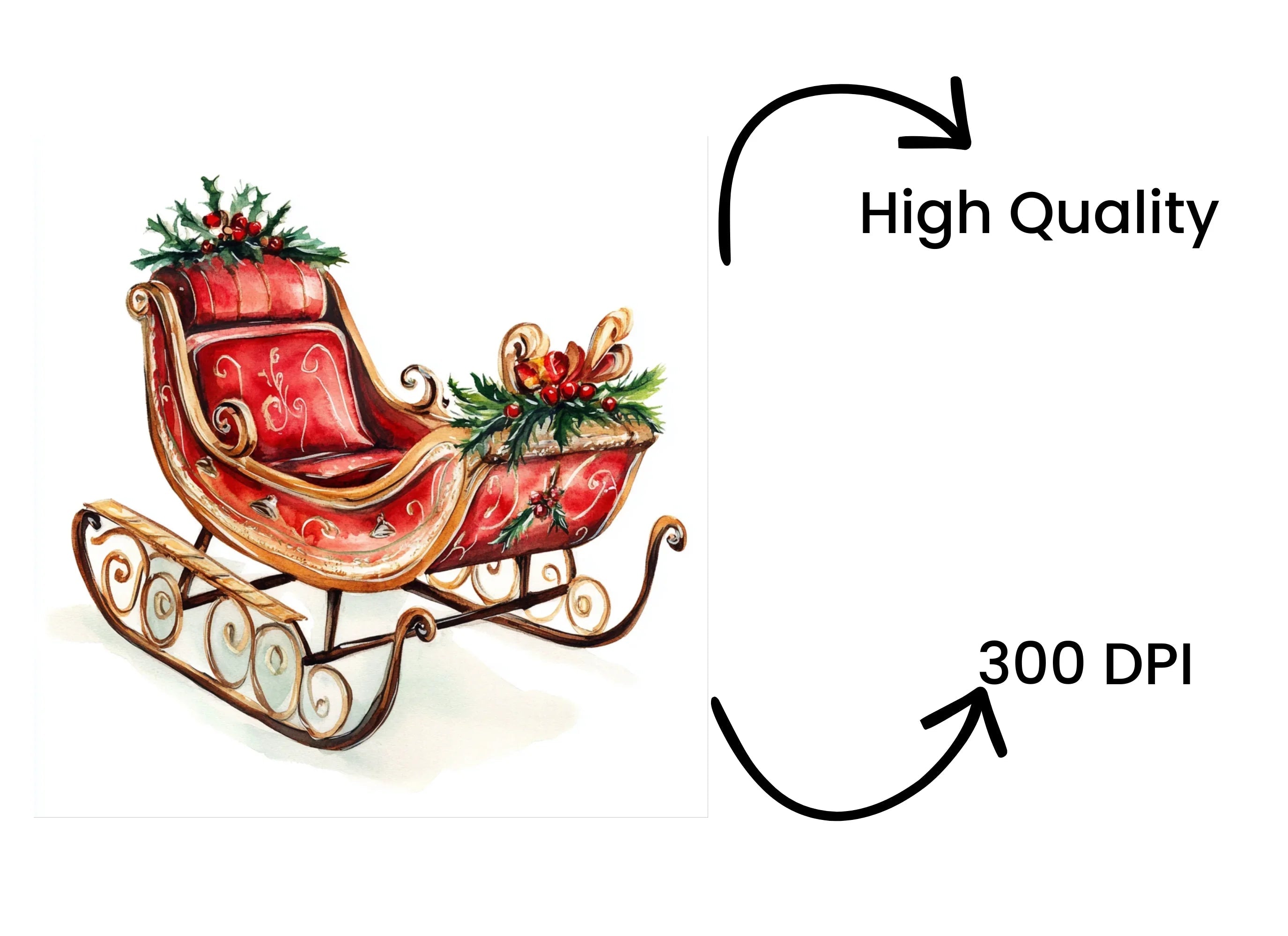 Christmas Sleigh Clipart Bundle