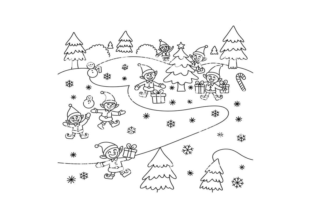 Christmas Elves and Santa Coloring Books