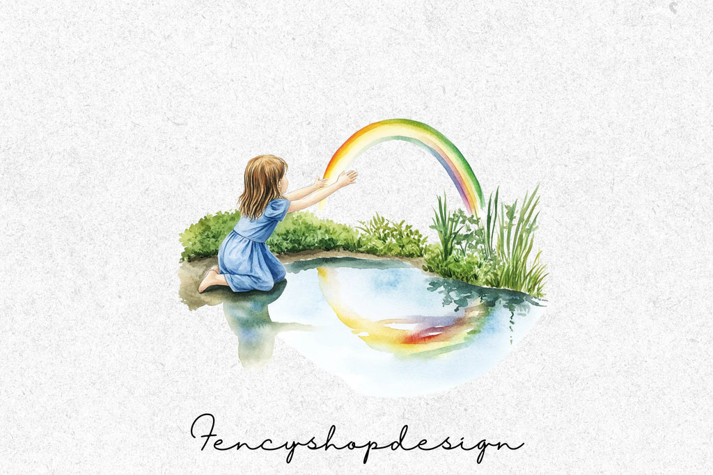 Playful Children with Rainbows Clipart Bundle