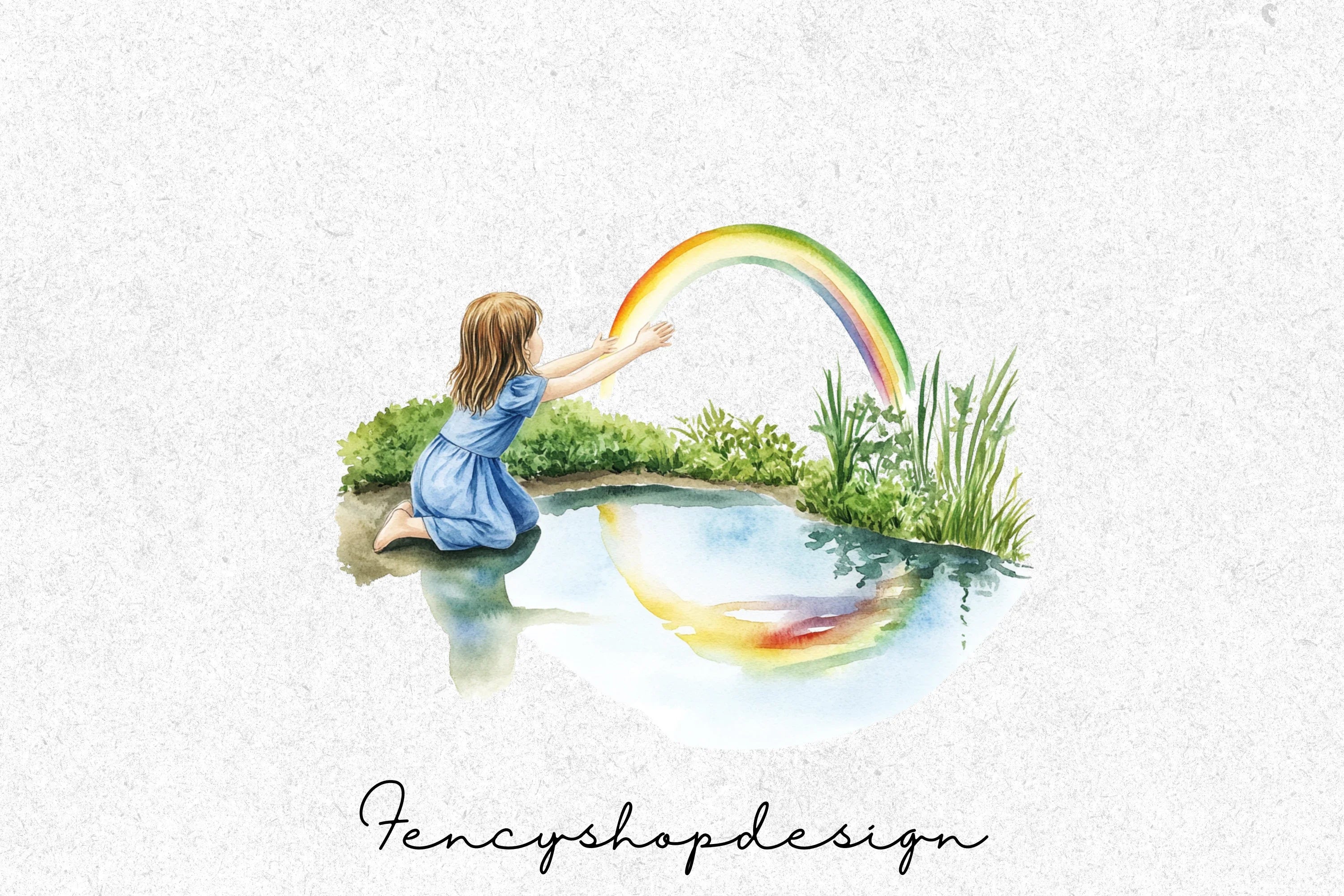 Playful Children with Rainbows Clipart Bundle