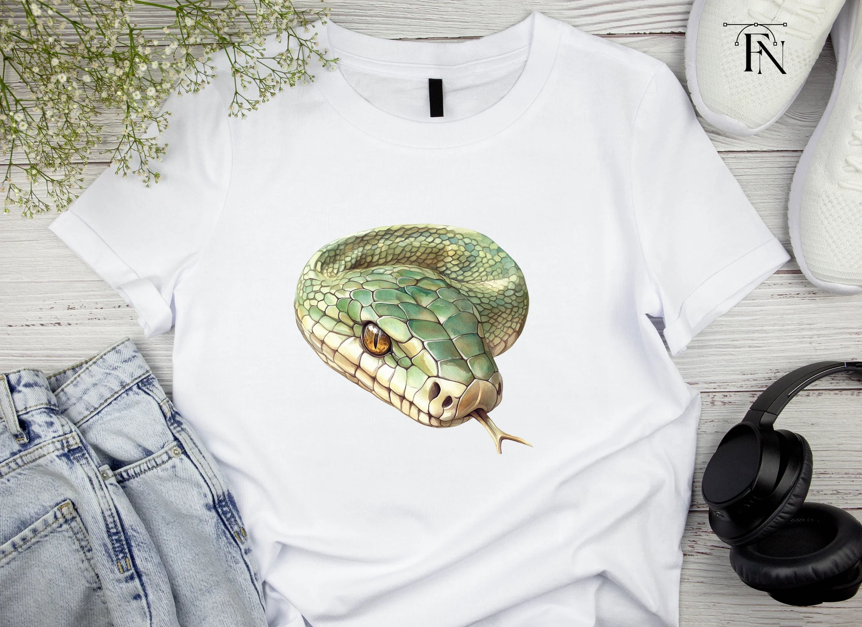 Green Snake Head and Body Clipart Bundle