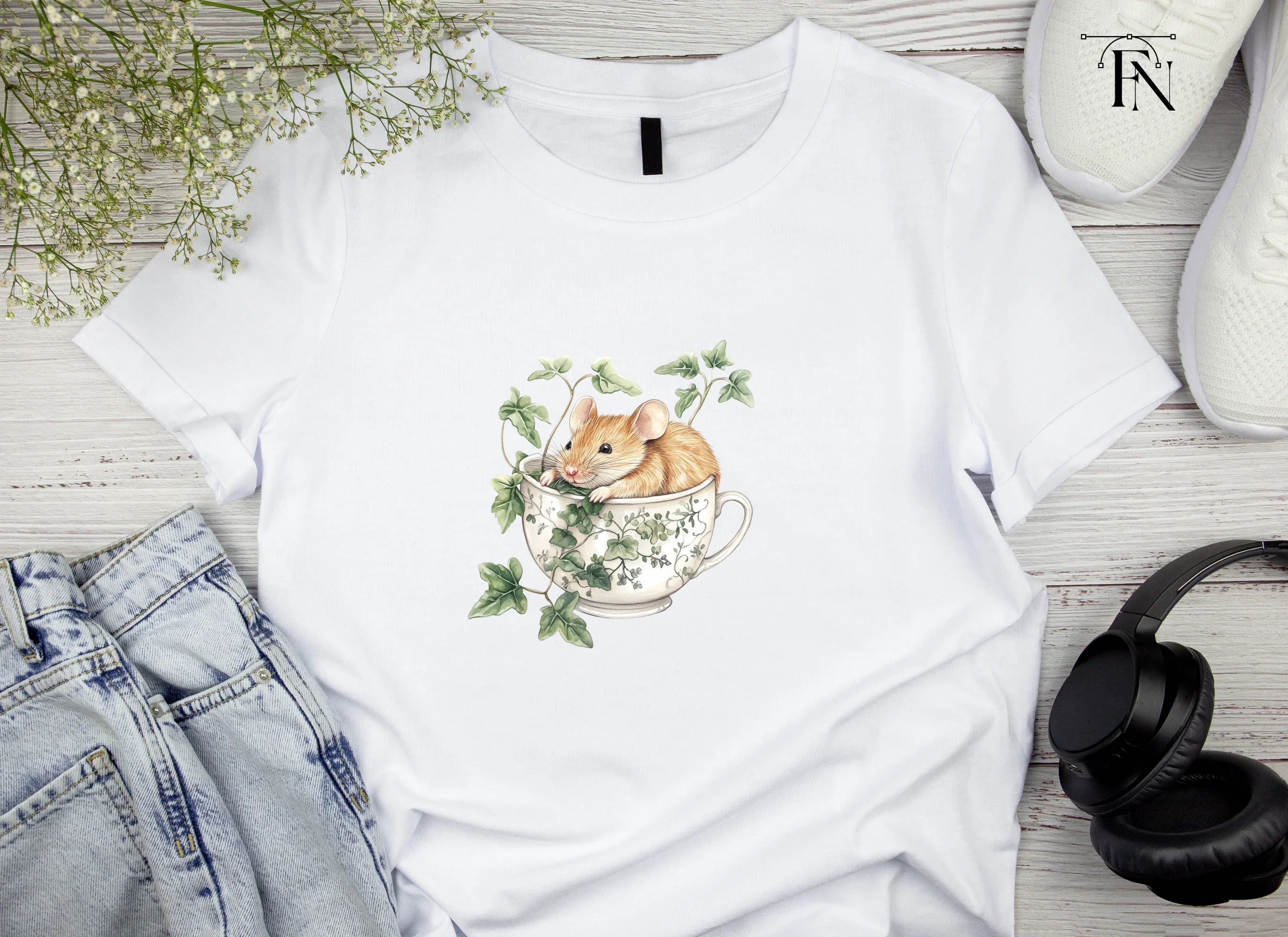 Brown Mice in Teacups Clipart Bundle