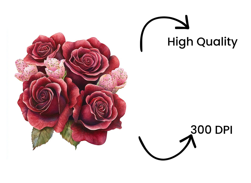 Red Rose Bouquets Clipart Bundle
