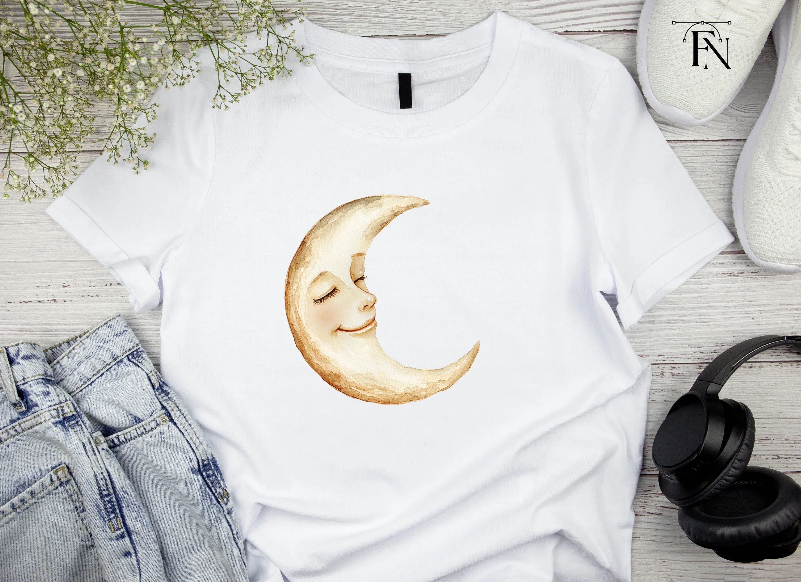 Crescent Moon Faces Clipart Bundle