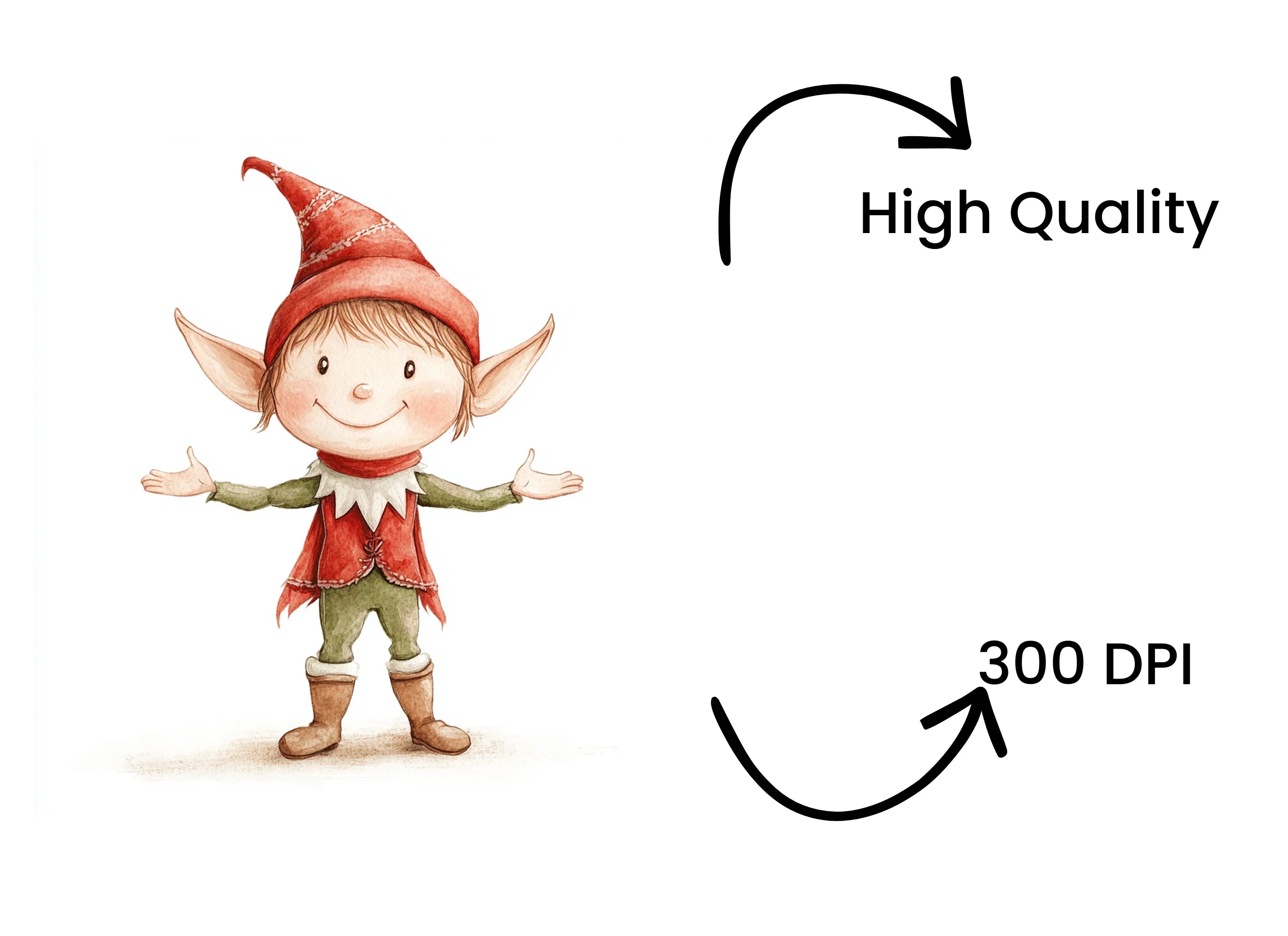 Red Christmas Elves Clipart Bundle