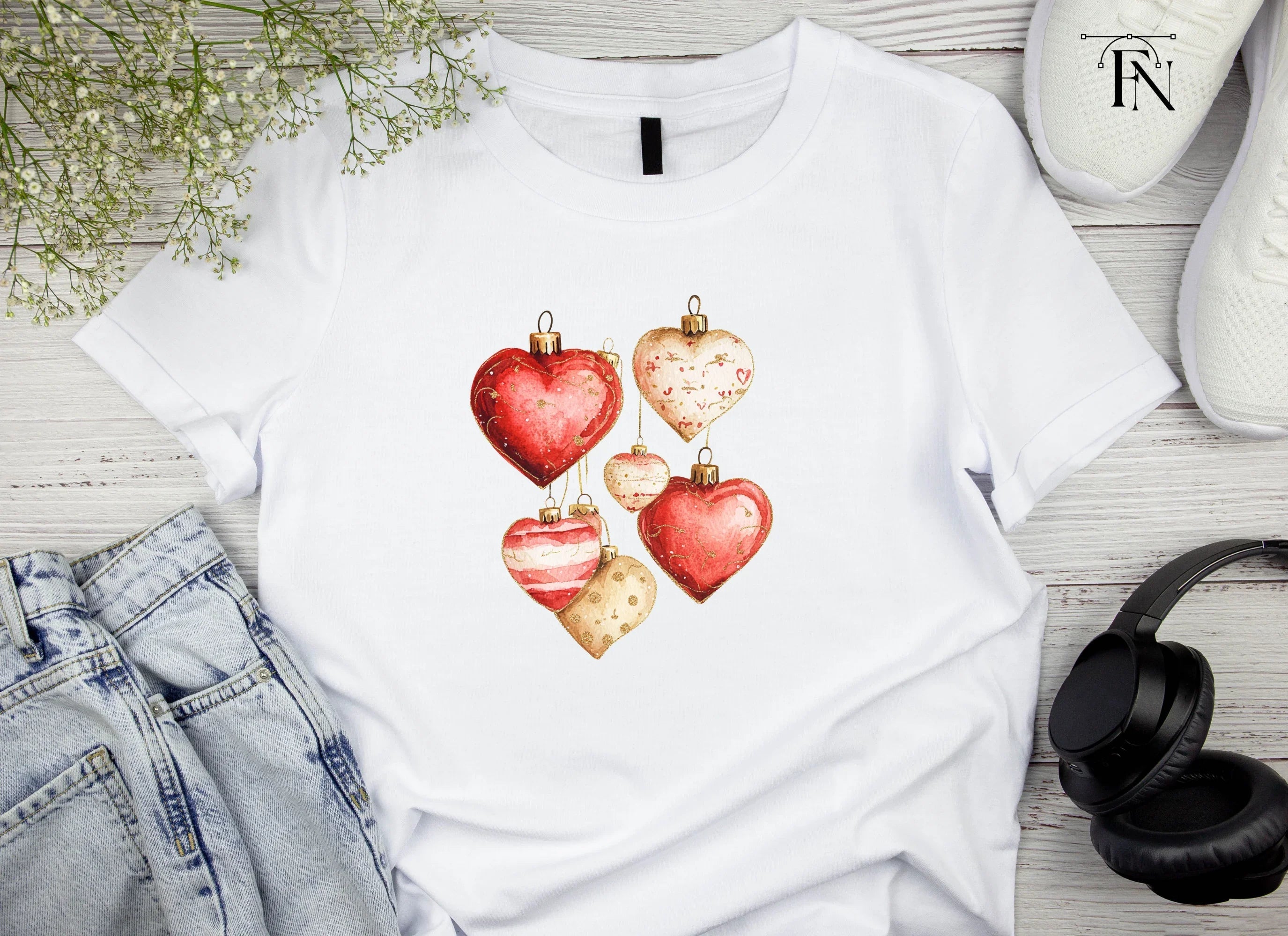 Heart Shaped Holiday Ornament Clipart Bundle