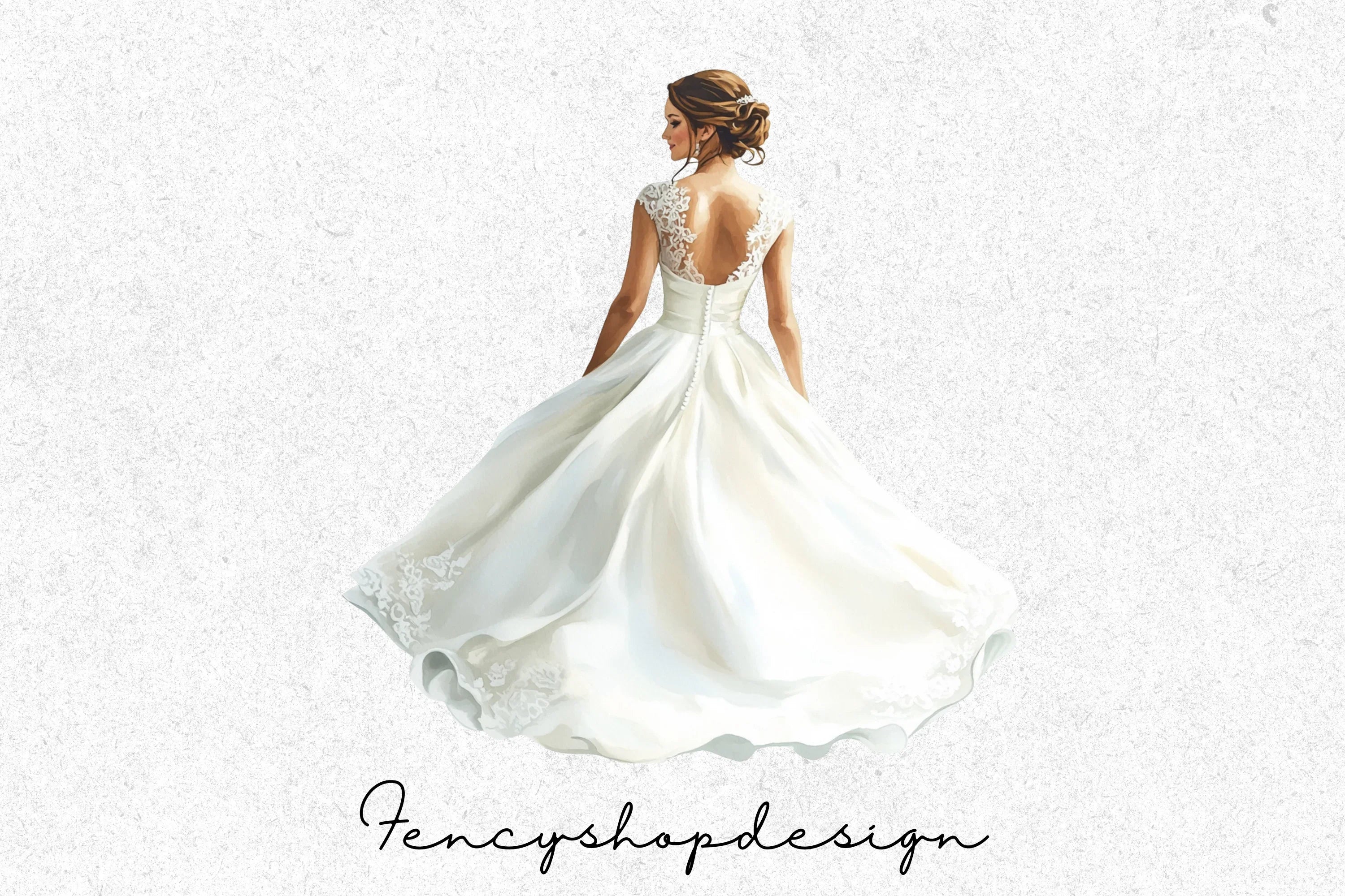 Elegant Wedding Dress Clipart Bundle