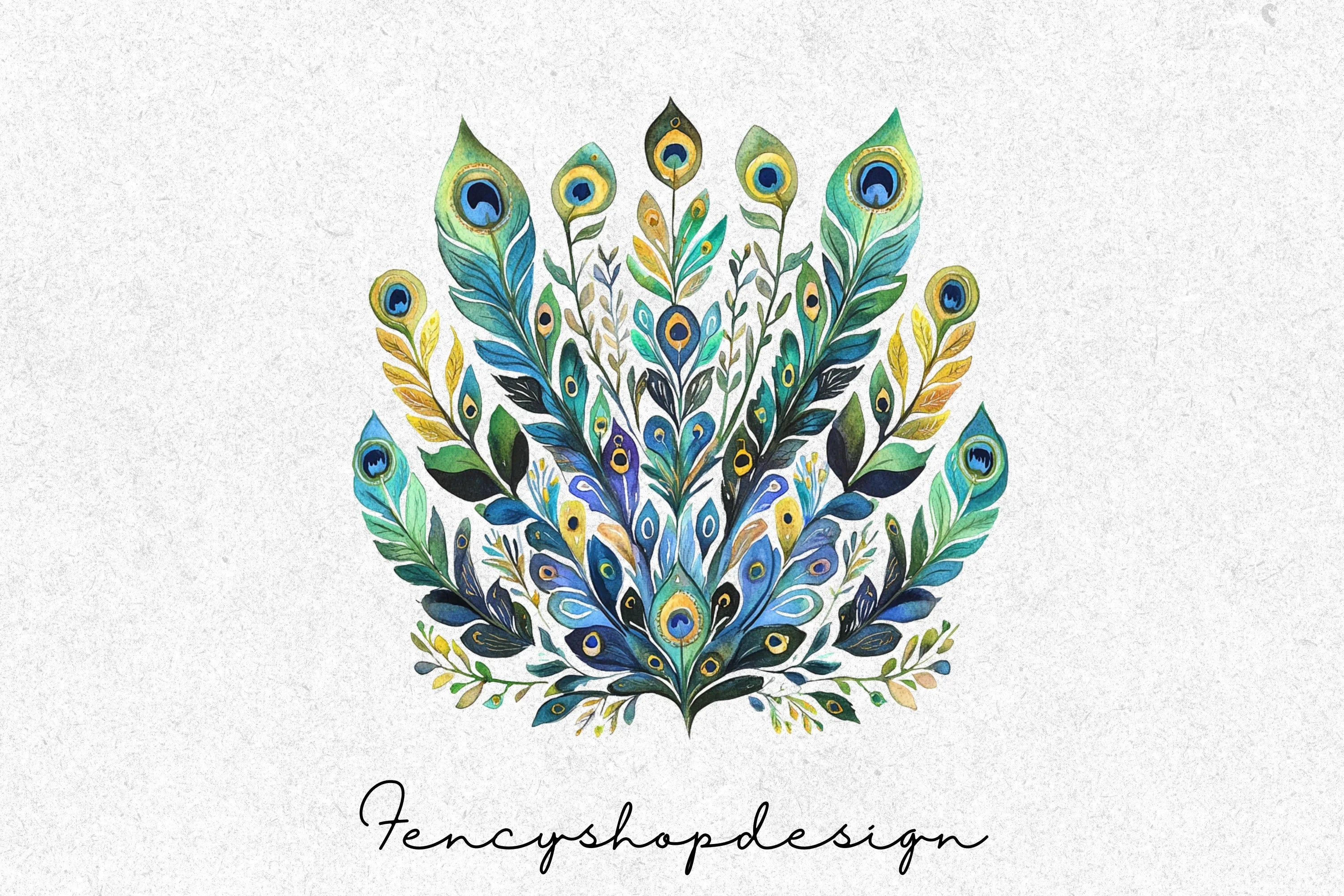 Elegant Peacock Feather Clipart Bundle