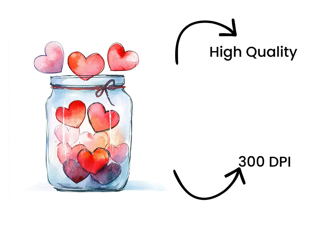 Love Hearts Jar Clipart Bundle