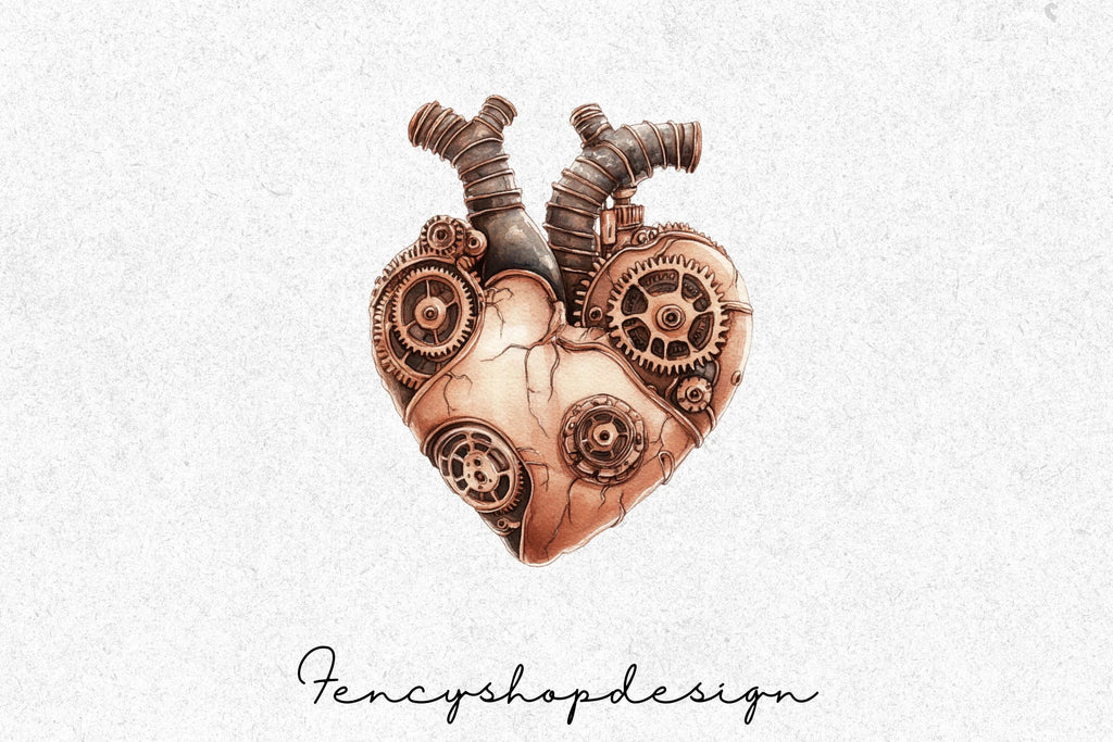 Vintage Steampunk Hearts Clipart Bundle