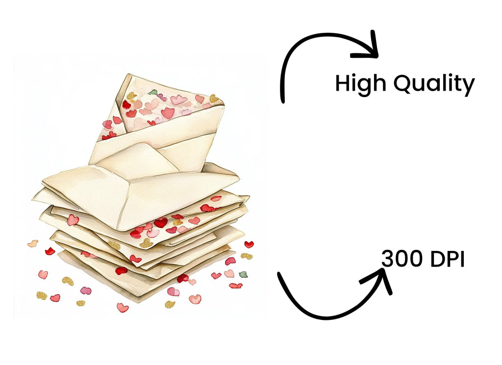Stacked Love Letter Envelopes Clipart Bundle