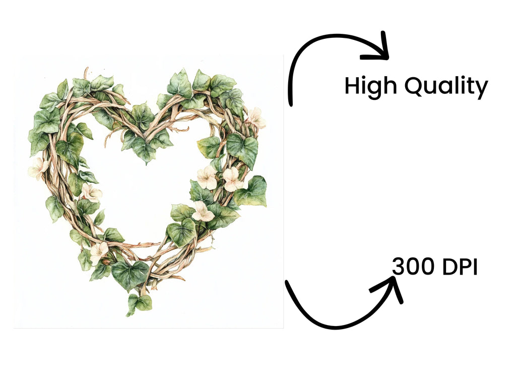 Floral Vine Heart Wreaths Clipart Bundle