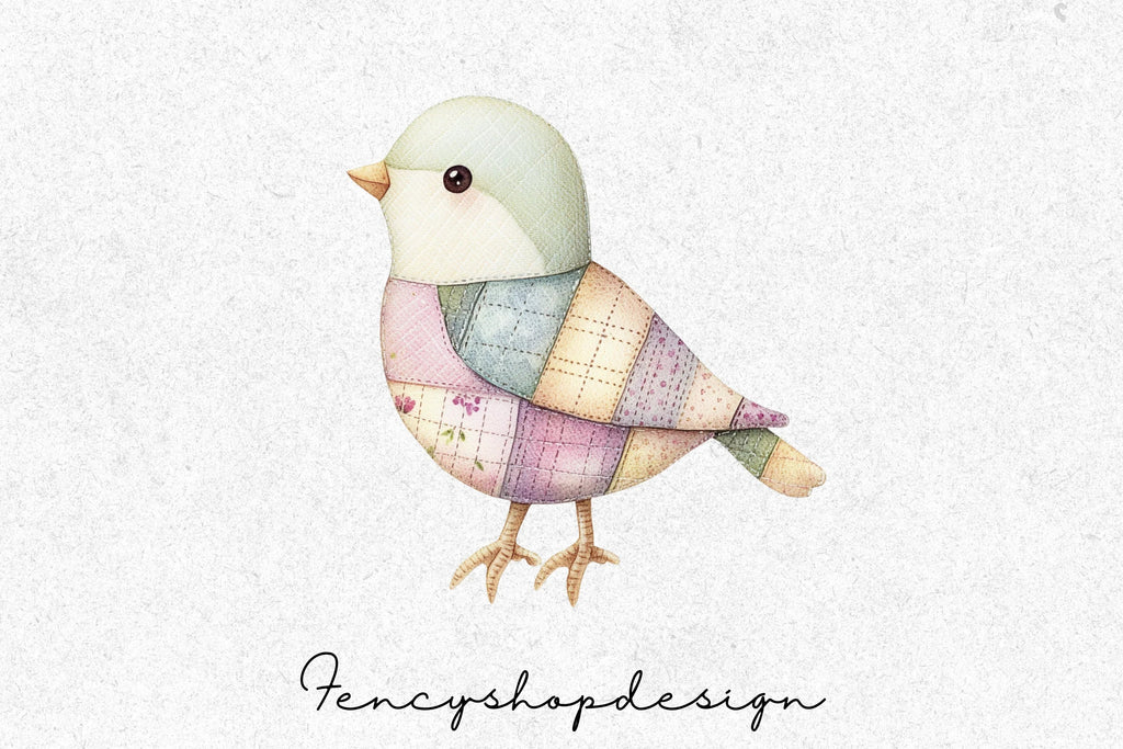 Patchwork Birds Clipart Bundle