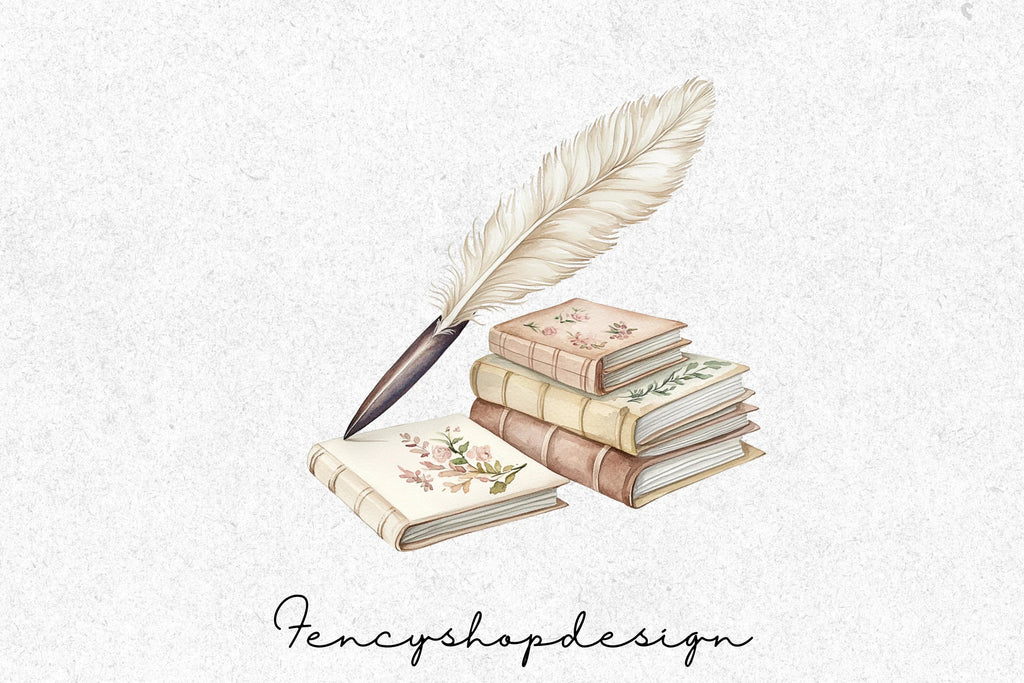 Magical Books Quill Autumn Leaves Clipart Bundle